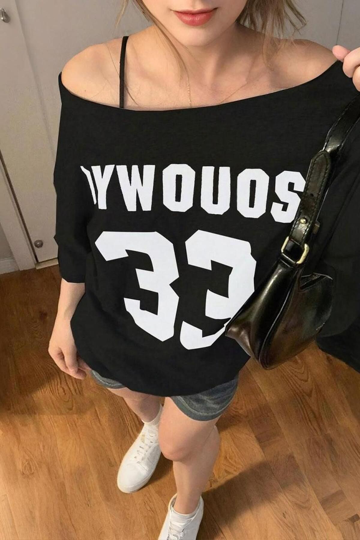 Karakedi 33 Uuwdoys Düşük Omuz Kısa Kol Tshirt