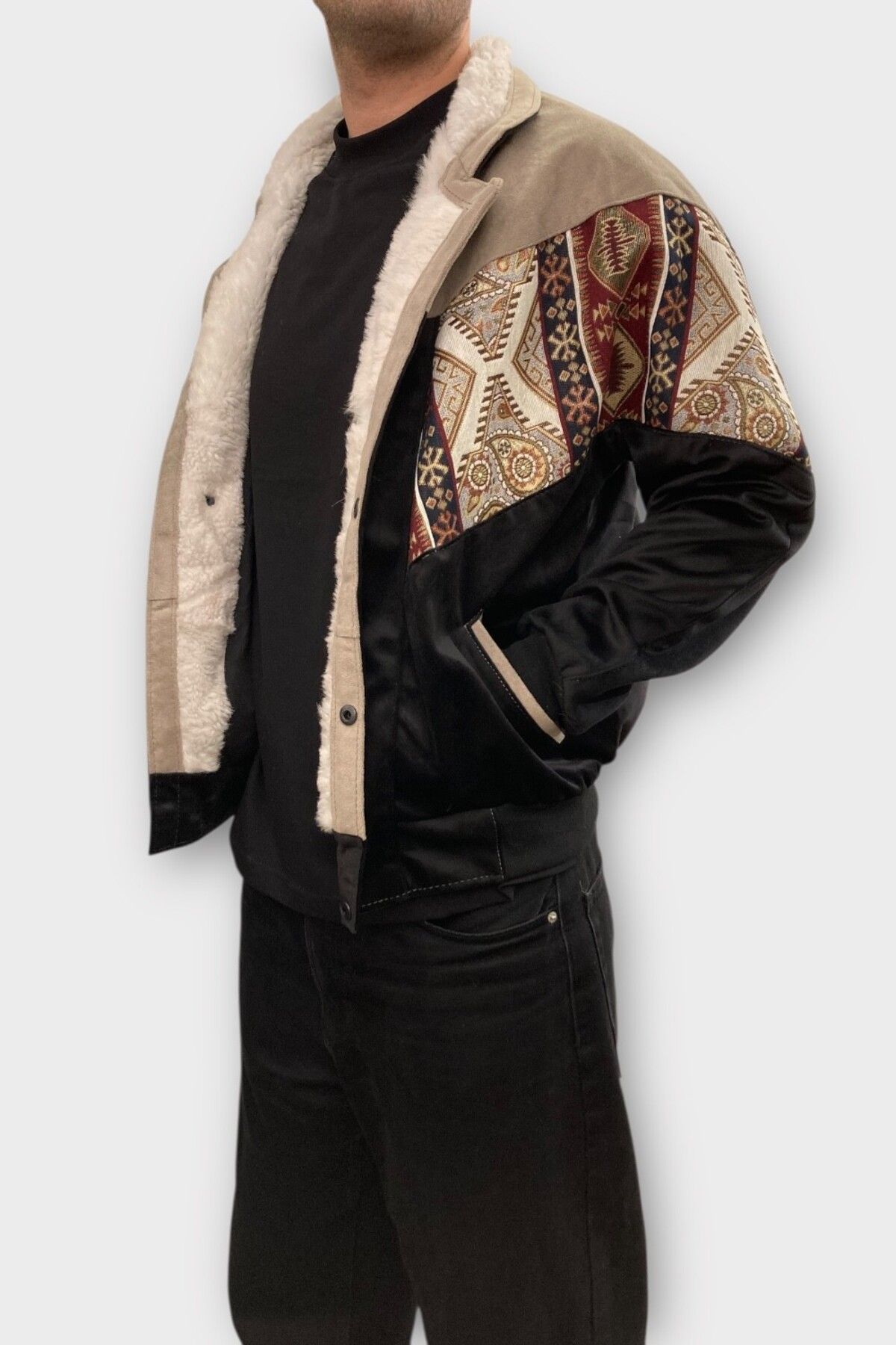 CANMODA (7398) Medium Beden Vintage Desenli Özel Ceket