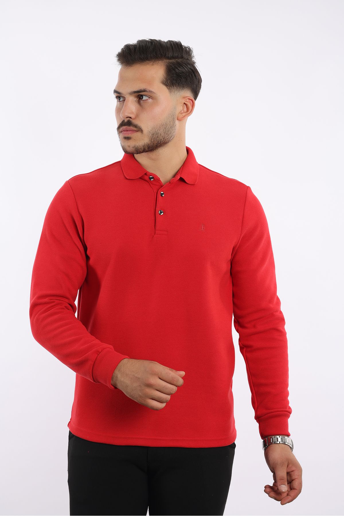 rugatchi Klasik Polo Yaka Sweatshirt %100 Pamuk