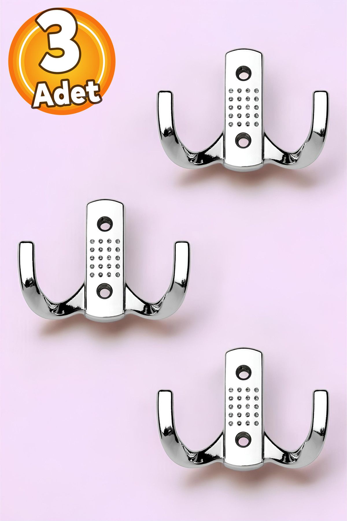 Sucuoğlu Noktalı Askı Portmanto Vestiyer Duvar Dolap Elbise Mobilya Askılığı Metal Askısı Askılık (3 ADET)