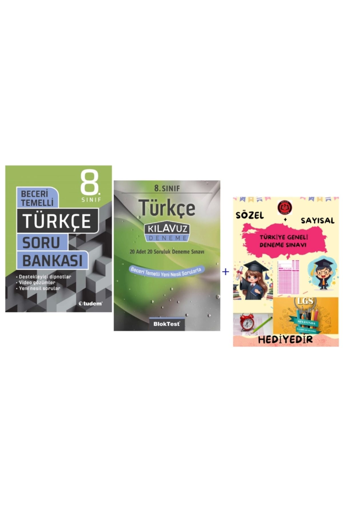 Tudem Yayınları TUDEM YAYINLARI LGS TÜRKÇE BECERİ TEMELLİ SORU BANKASI - TÜRKÇE KLAVUZ DENEME - HEDİYE