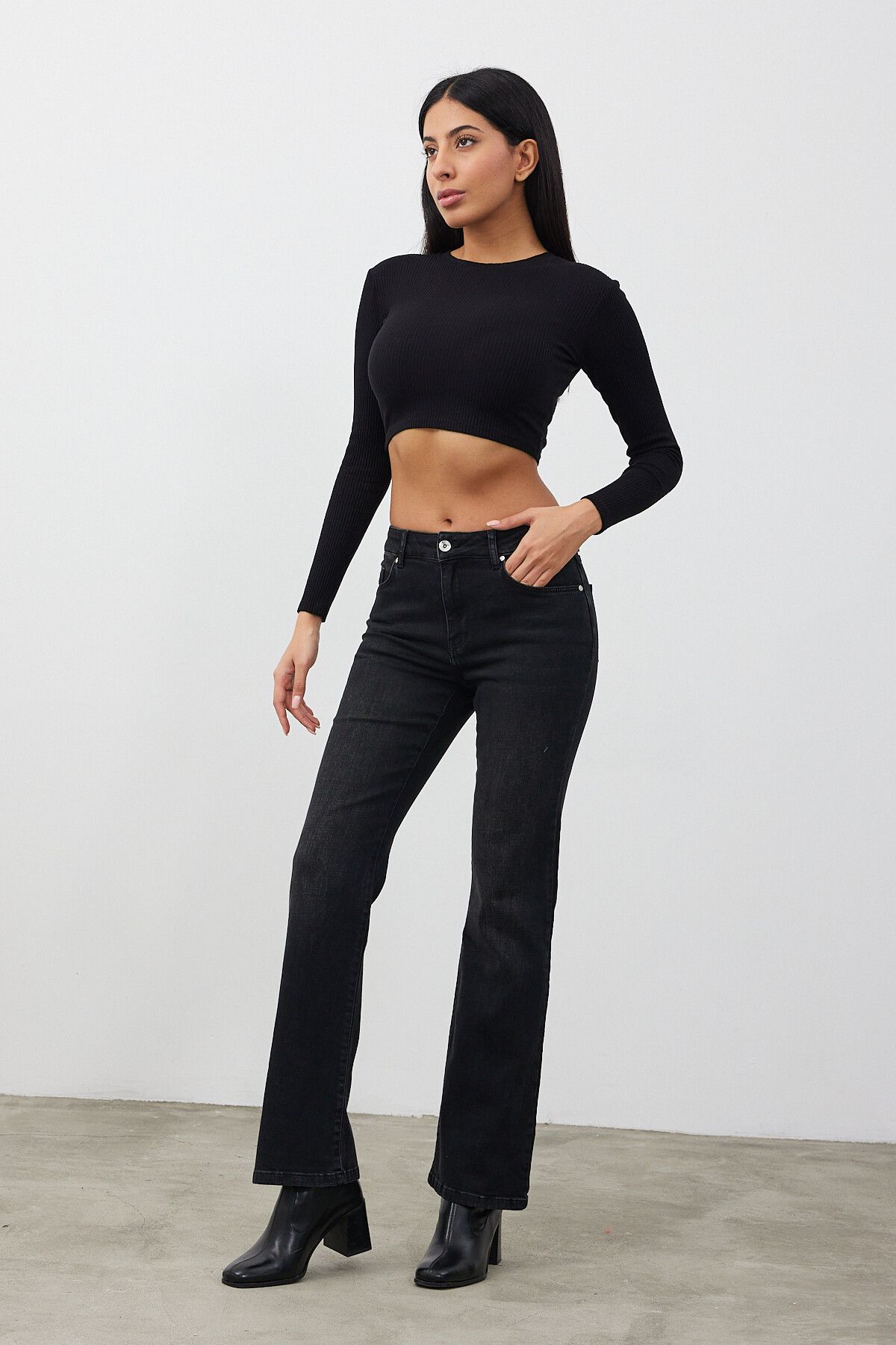 VENA Emilie Black Bootcut Jean Pantolon - BLACK