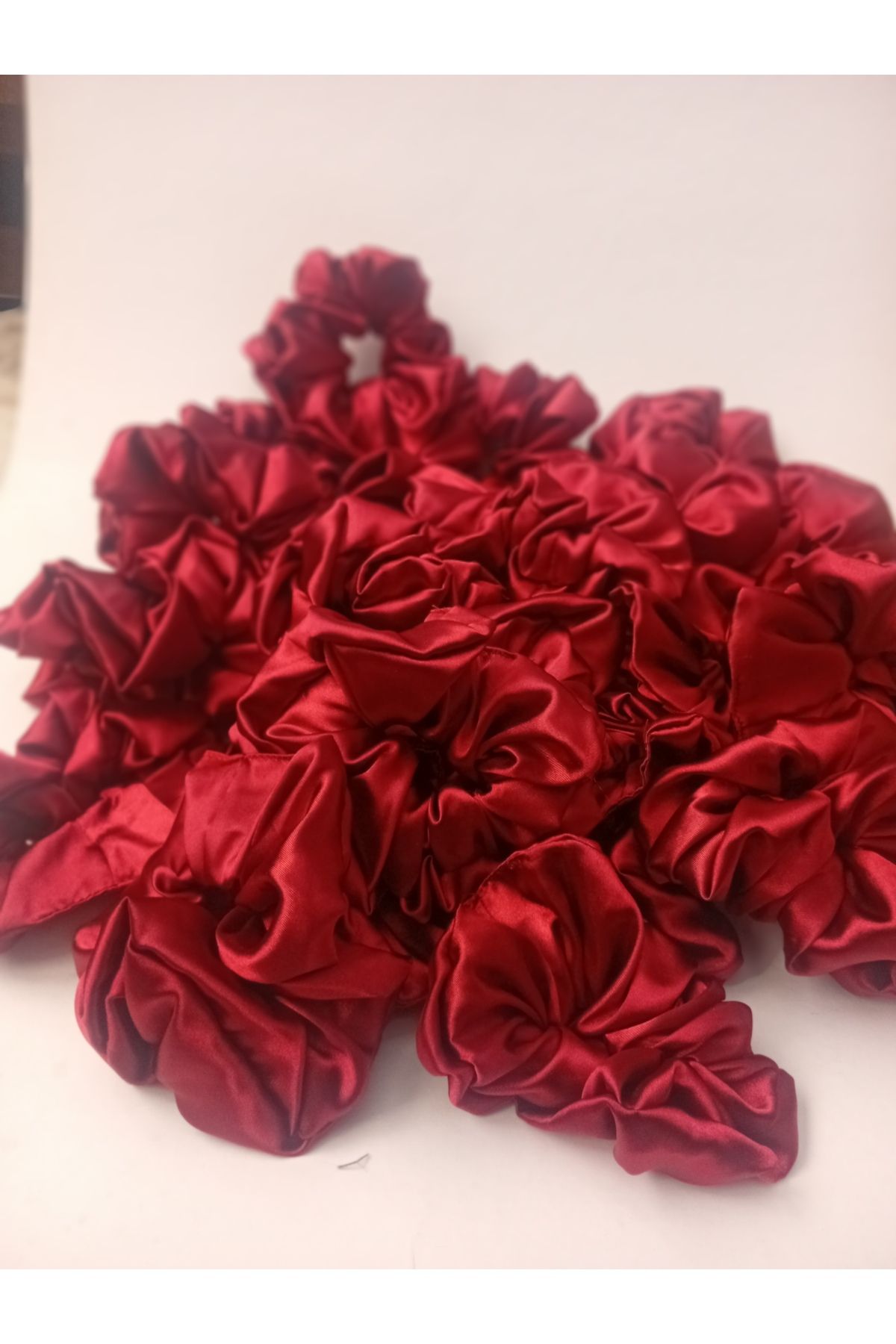 Lissa Aksesuar Kına Nişan Düğün - Lastikli Simit Bordo Saten 50 Li Scrunchie Toka Seti Nedime Hediyesi Kına Toka