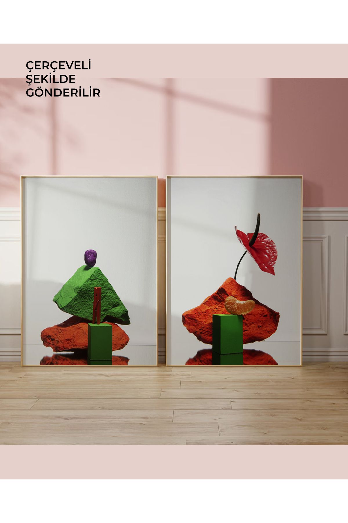 çınararthome Modern Sanat Poster Seti Çerçeveli Soyut Duvar Tablosu (2'li Set)
