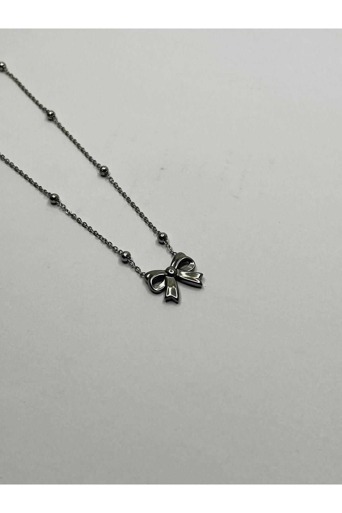 ASİN ACCESSORİES Dorika Zincir Fiyonk Kolye - Çelik Kolye
