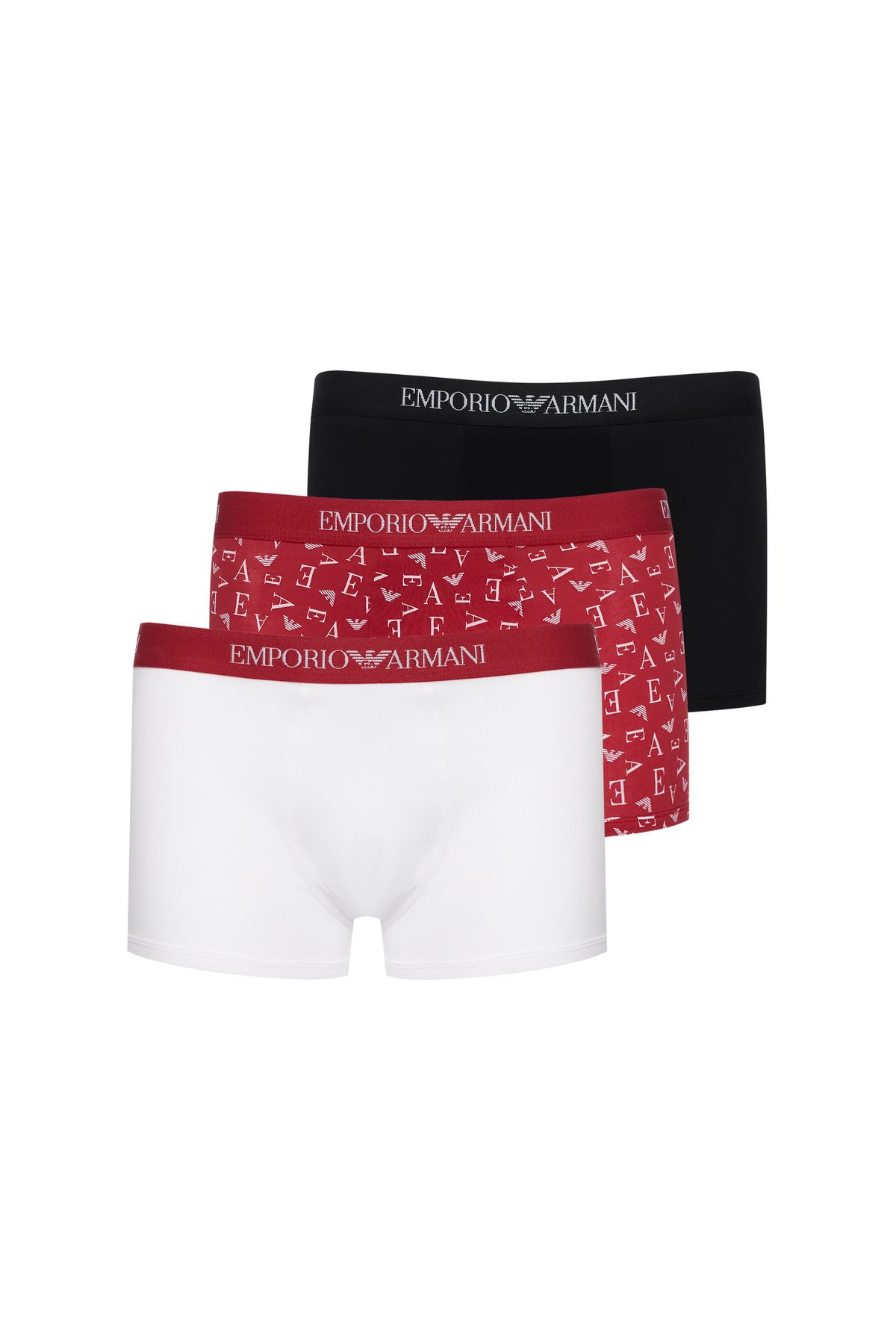 Emporio Armani Erkek Yumuşak Pamuklu Logolu Elastik Bel Bantlı 3'lü Beyaz Boxer EM000260 AF10800-M0086