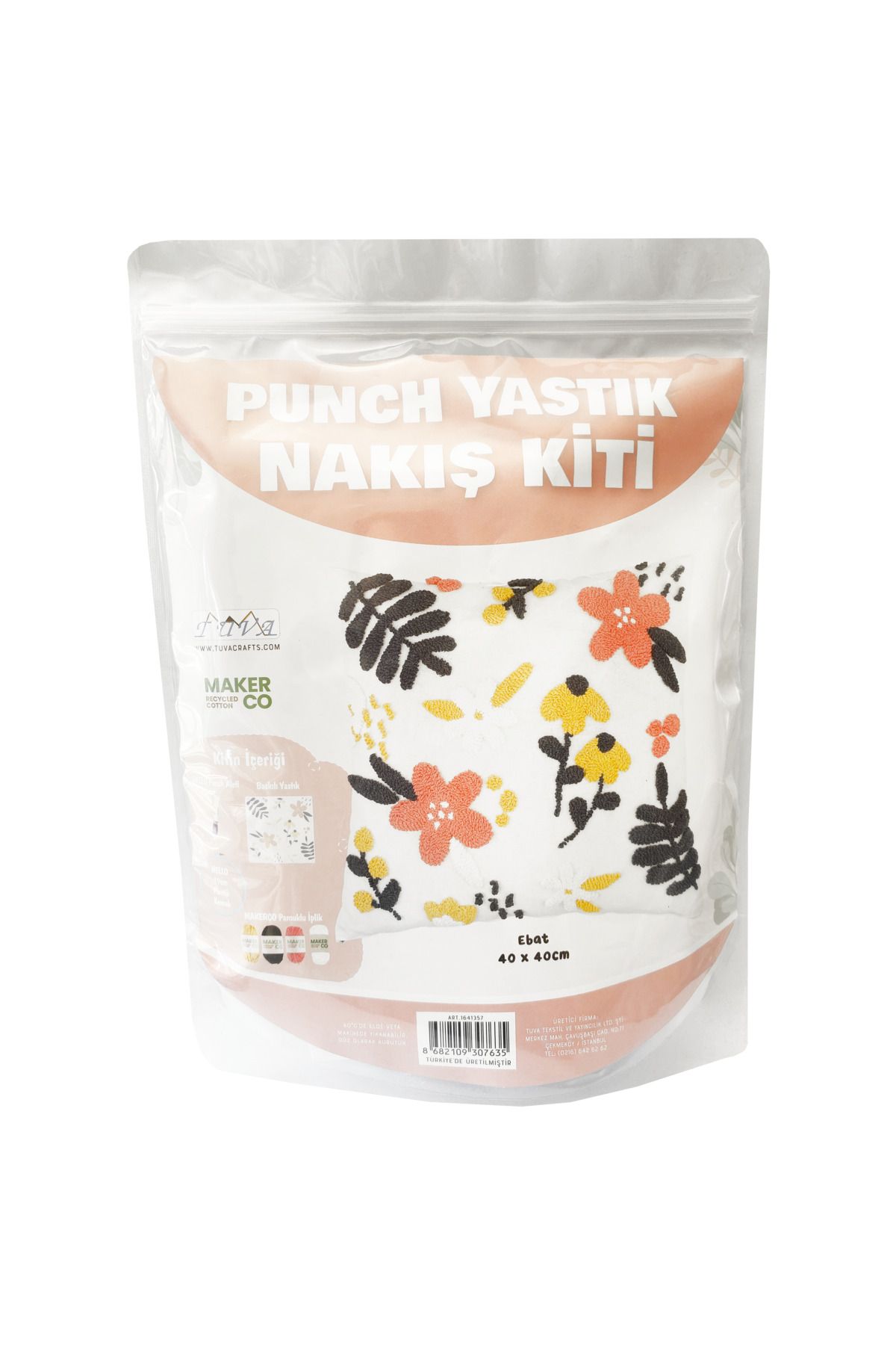 Hello Punch Yastık Nakışı Kiti Çiçekli Punch Yapım Seti PNY05