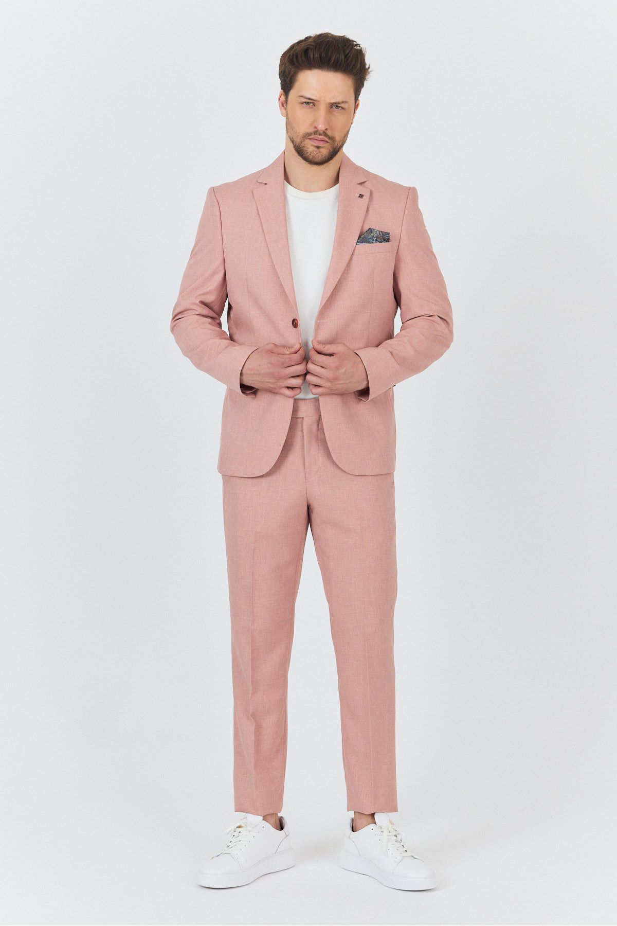 Frappoli Nipoye Erkek Skin-Pudra 2'li Slim Fit Takım Elbise