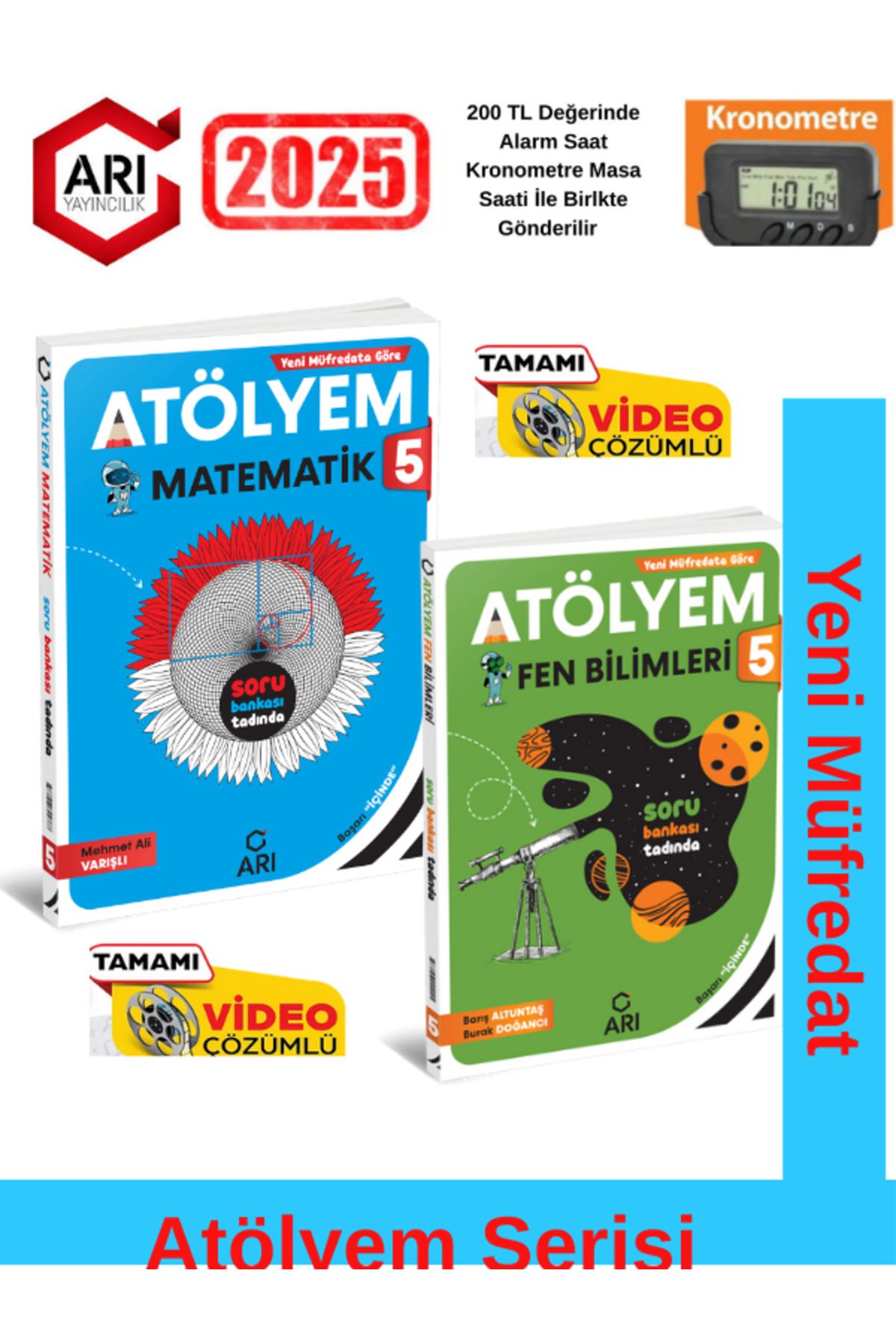 Arı Yayıncılık 5.Sınıf Matematik-Fen %100 Yeni Müfredat Video Çözümlü Soru Bankası+Kronometre