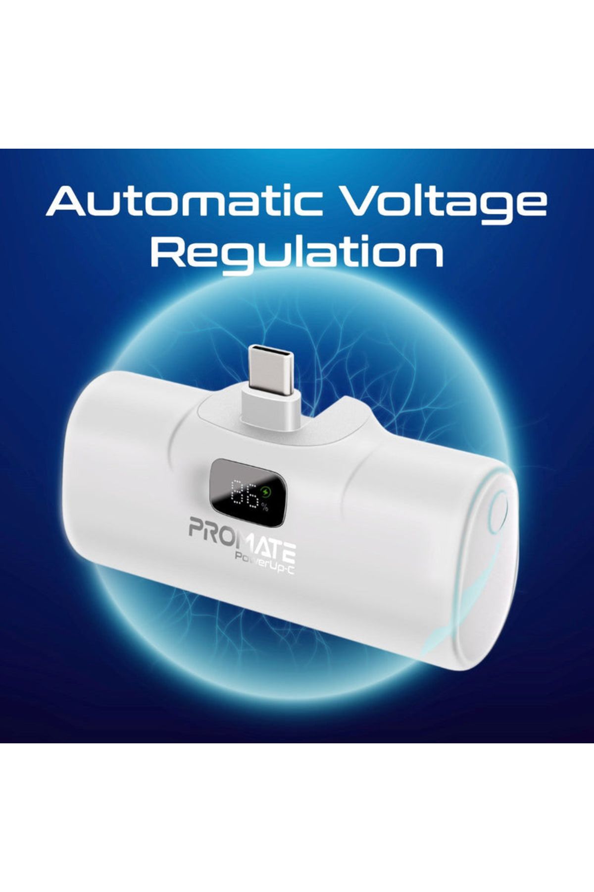 Promate-PowerUp-C Power Bank 5000mAh with Fast Charging and Built-in USB-C Connector - White 6