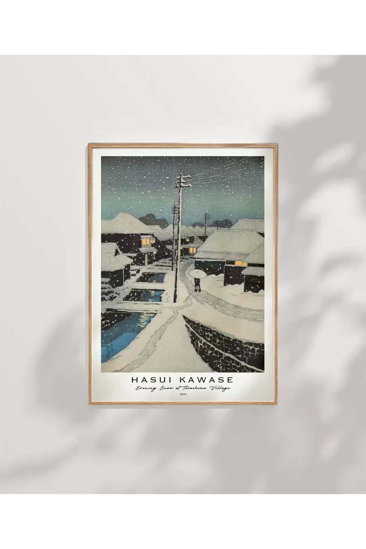 VOGLOO Çerçevesiz Poster Hasui Kawase Terashima Köyü'nde Akşam Karı