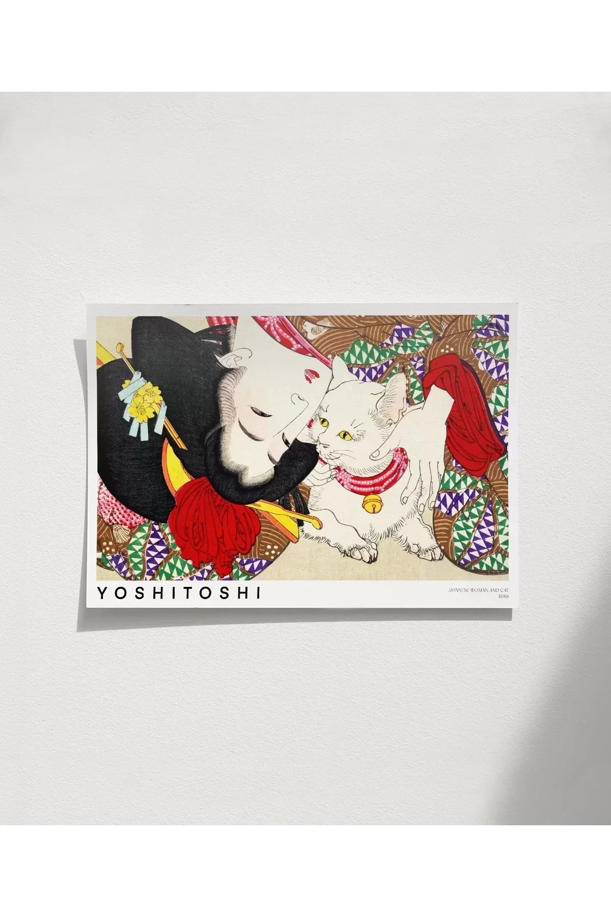 VOGLOO Çerçevesiz Poster Yoshitoshi Japon Kadın ve Kedi