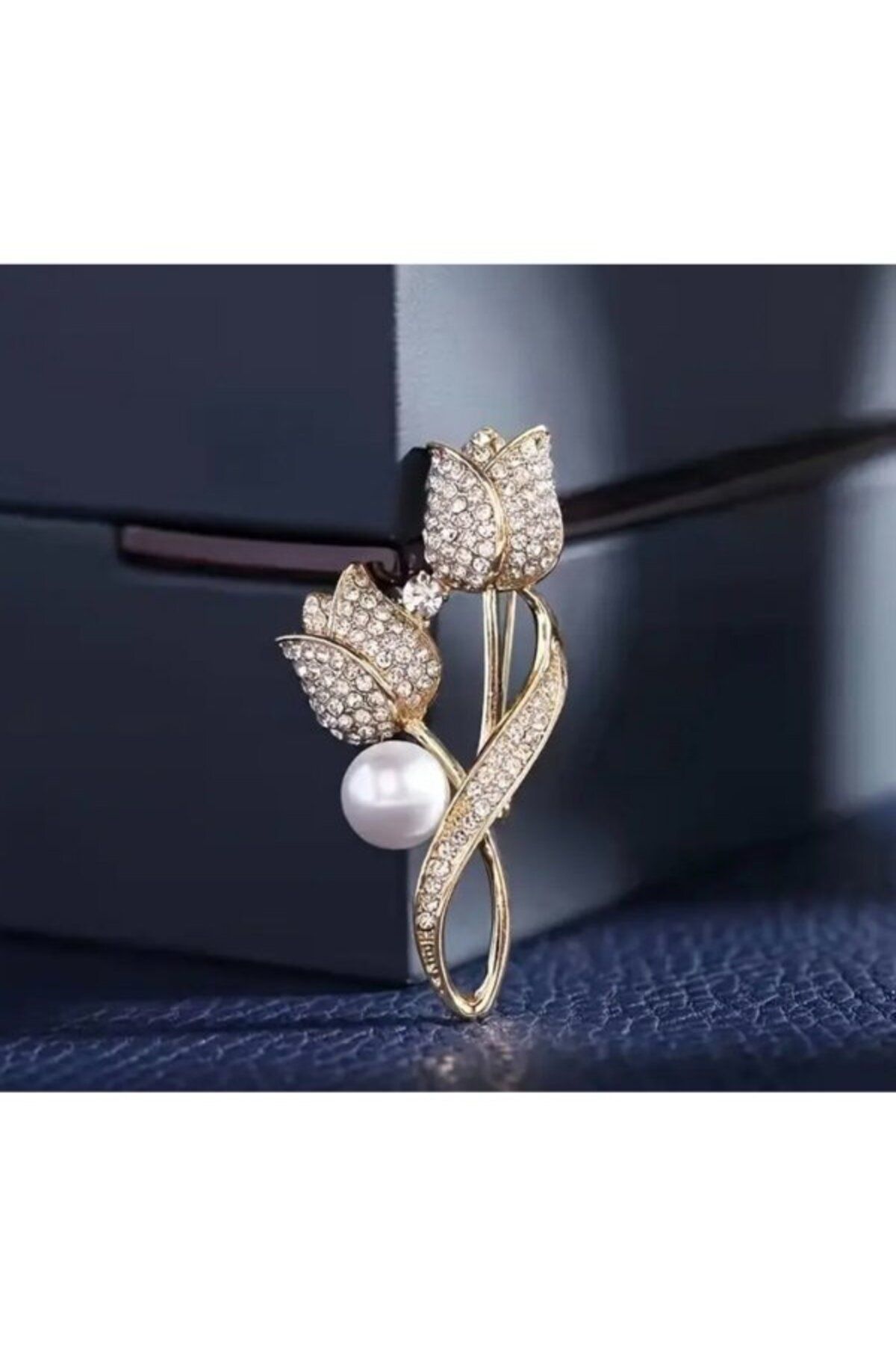 Punky Store Taşlı Gold Lale Broş