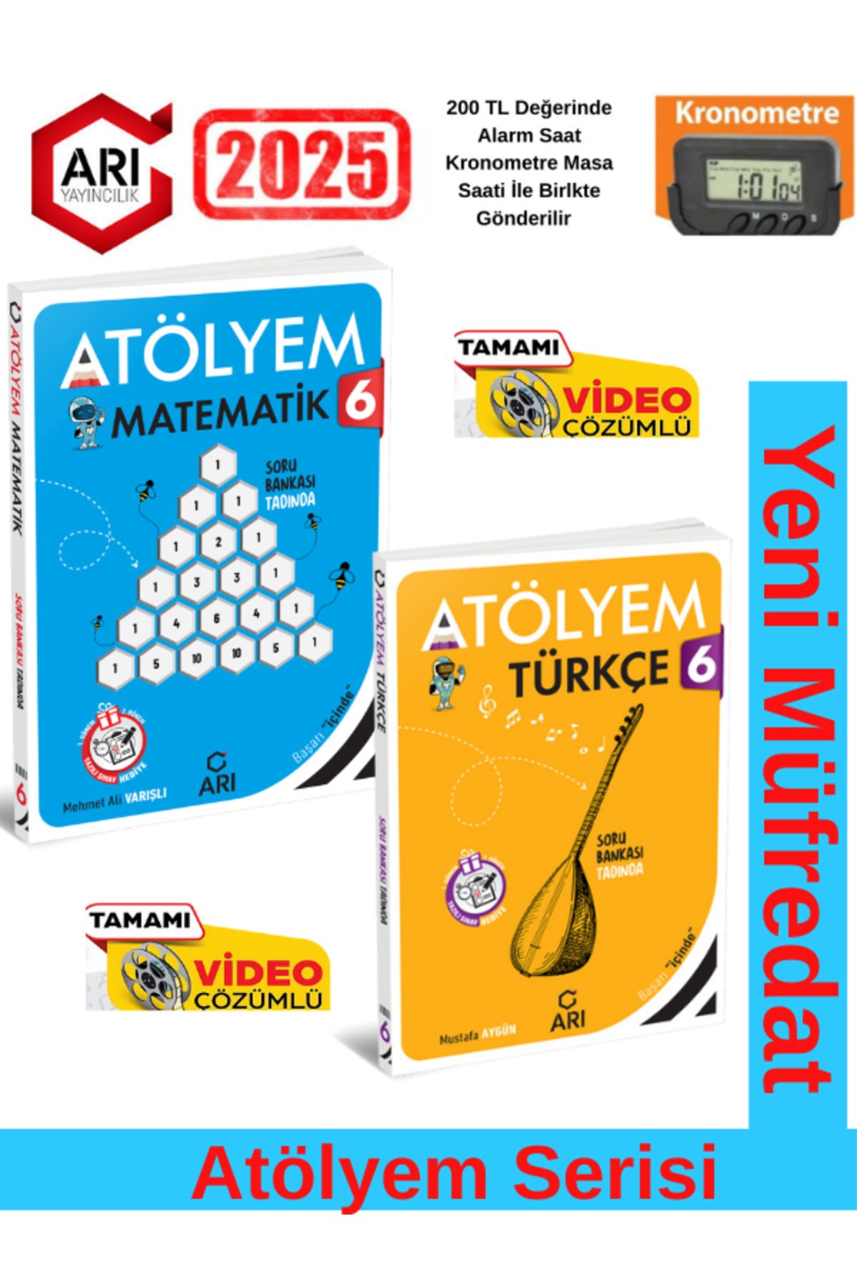 Arı Yayıncılık 6.Sınıf Matematik-Türkçe %100 Yeni Müfredat Video Çözümlü Soru Bankası+Kronometre