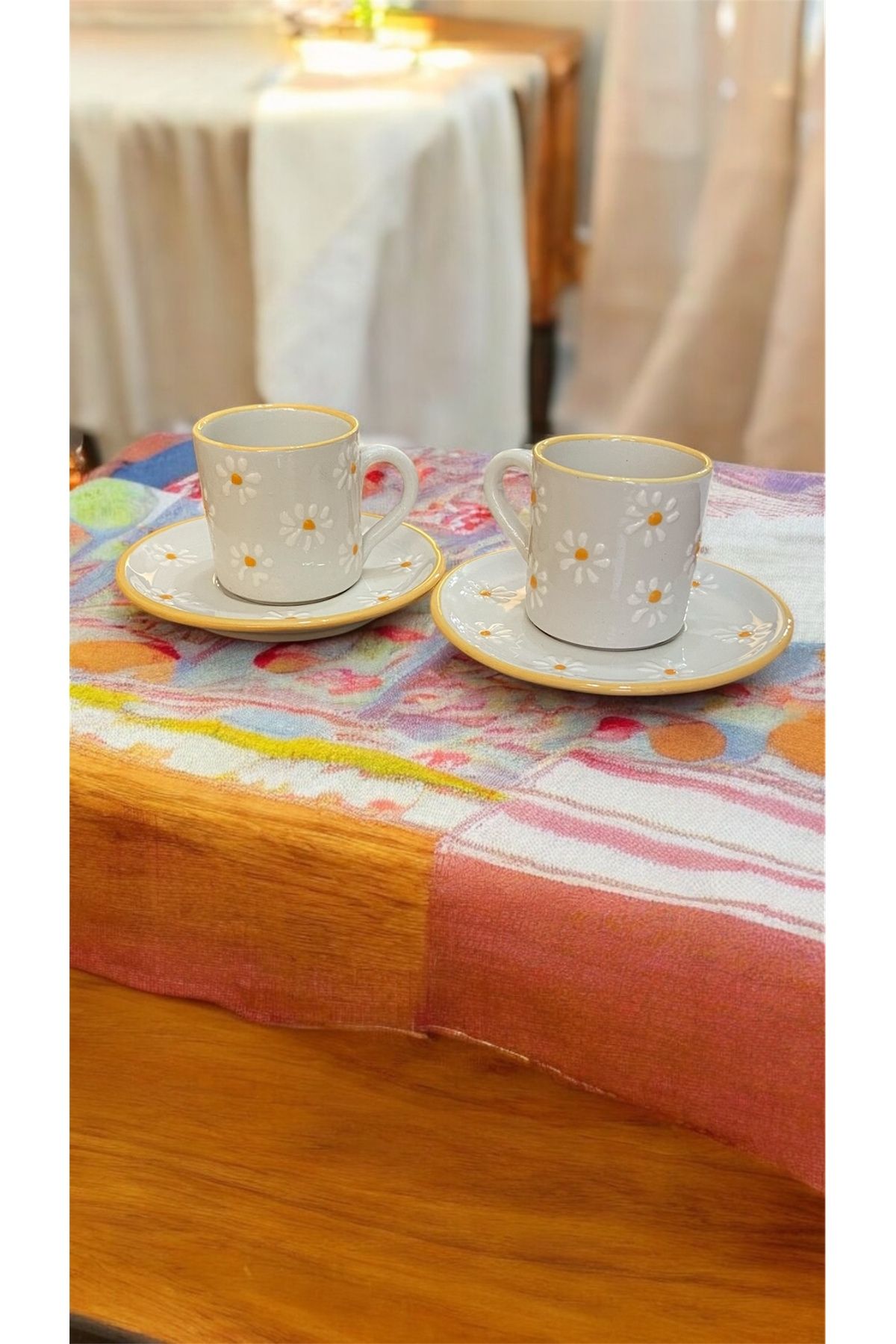MOSHOME 2’ Li Papatya Temalı Çay ve Kahve Fincanı