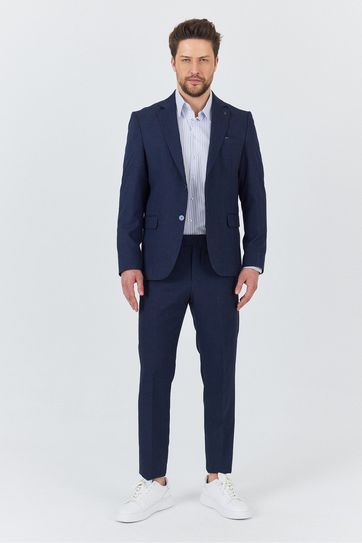 Frappoli Nipoye Erkek Koyu Lacivert 2'li Slim Fit Takım Elbise