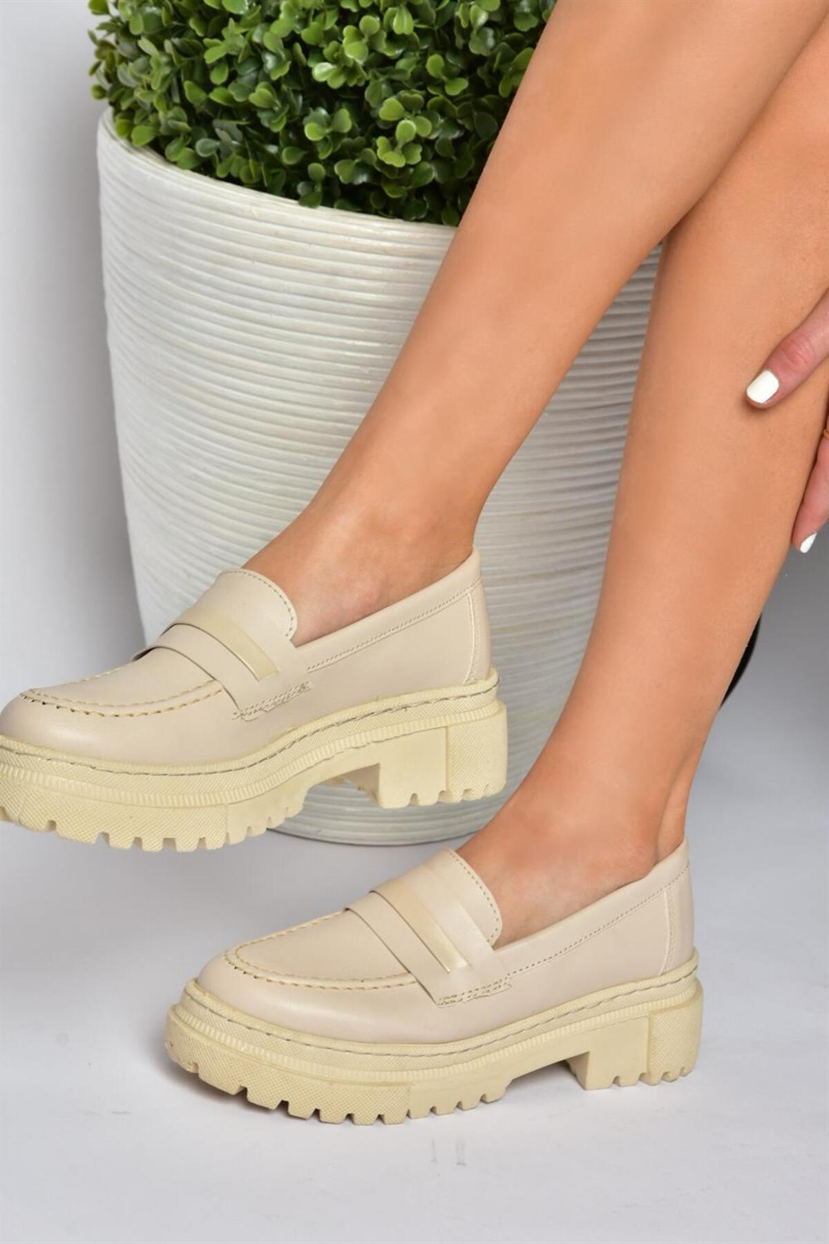 Fox Shoes-P6520345009 Beige, lässige Damenschuhe mit dicker Sohle 3
