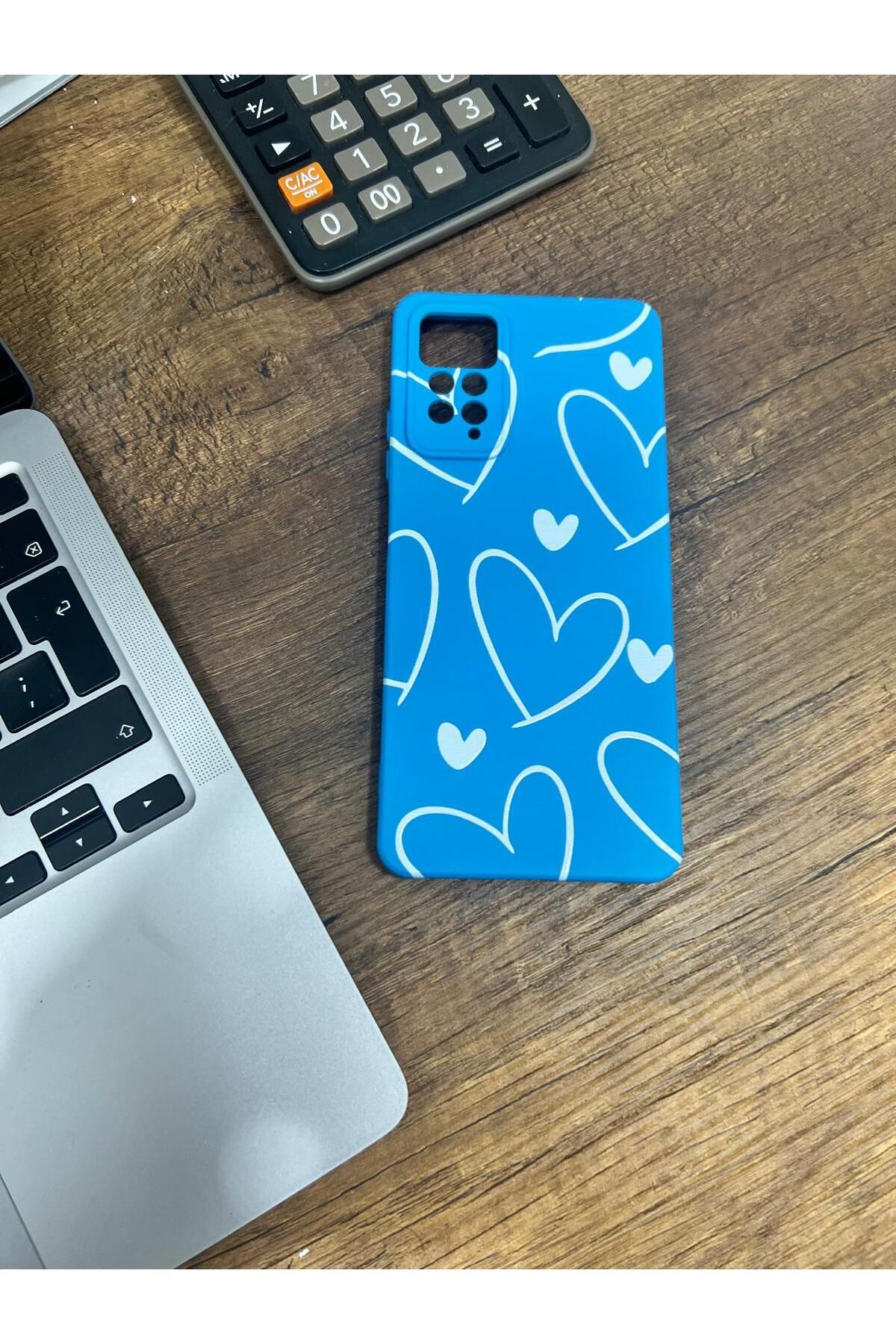 HZR Xiaomi Redmi Note 11 Pro Kalp Desenli Mavi Silikon Kılıf