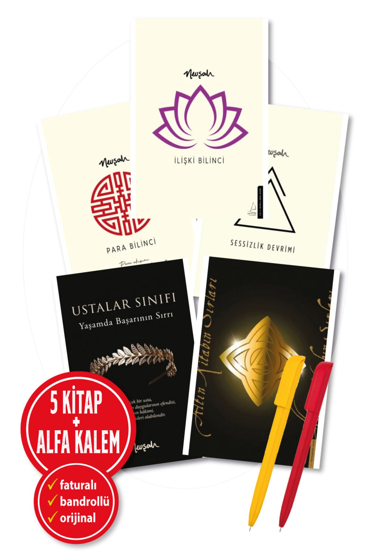 Destek Yayınları Alfa Kalem+ (Nevşah Fidan) 5 Kitap (Altın Kitabın Sırları+Ustalar Sın+Sessizlik+Para+İlişki Bilinci)