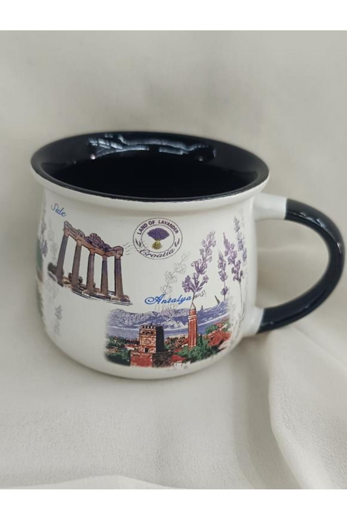 Hd Marketim Bardak Kupa Seramik Kulplu 200 ml Yöresel Meşrubat Su Kahve Bardağı Antalya Görselli