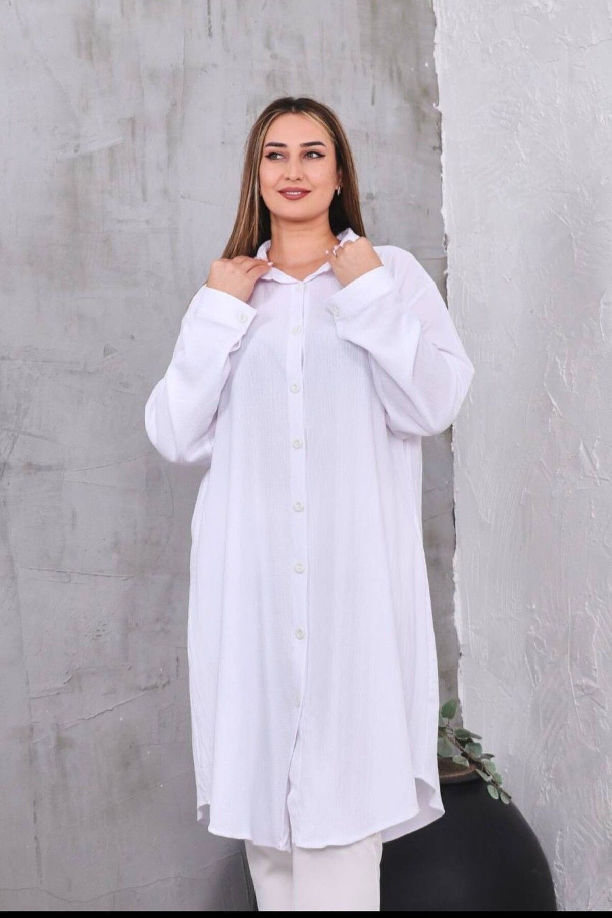 Sevda Kılınç Büyük Beden Bürümcük Gömlek