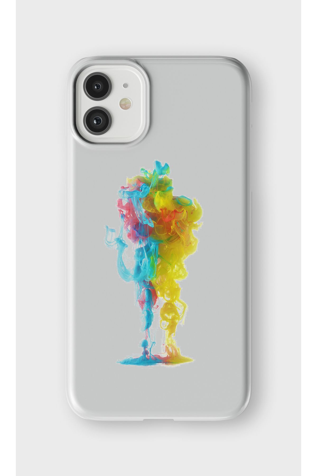 lelia iPhone 11 Uyumlu Renkli Duman Tasarımlı İçi Kadife Lansman Beyaz Silikon Kılıf