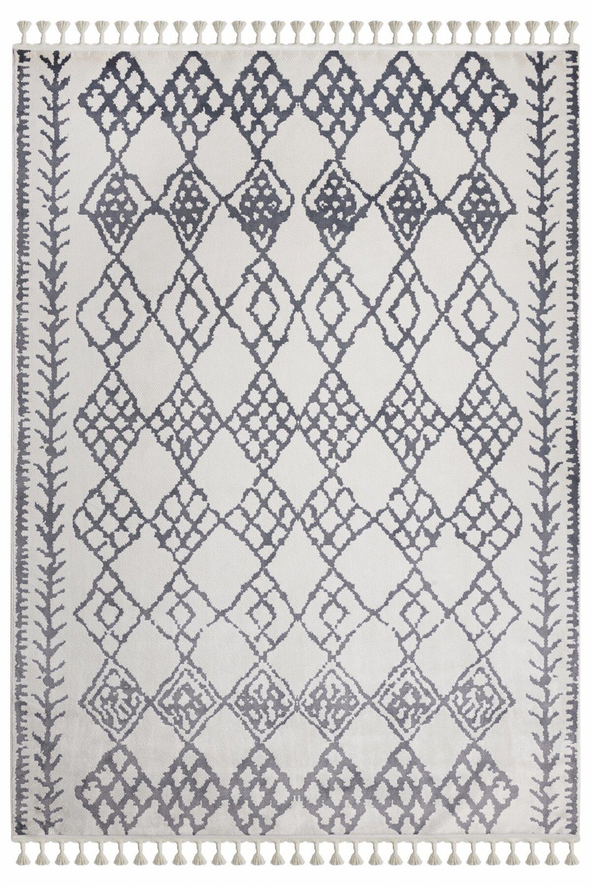 SEVENHILL Epic Soft 05 Beyaz/Gri Yumuşak Dokulu Salon Yatak Odası Halısı Kaymaz Taban