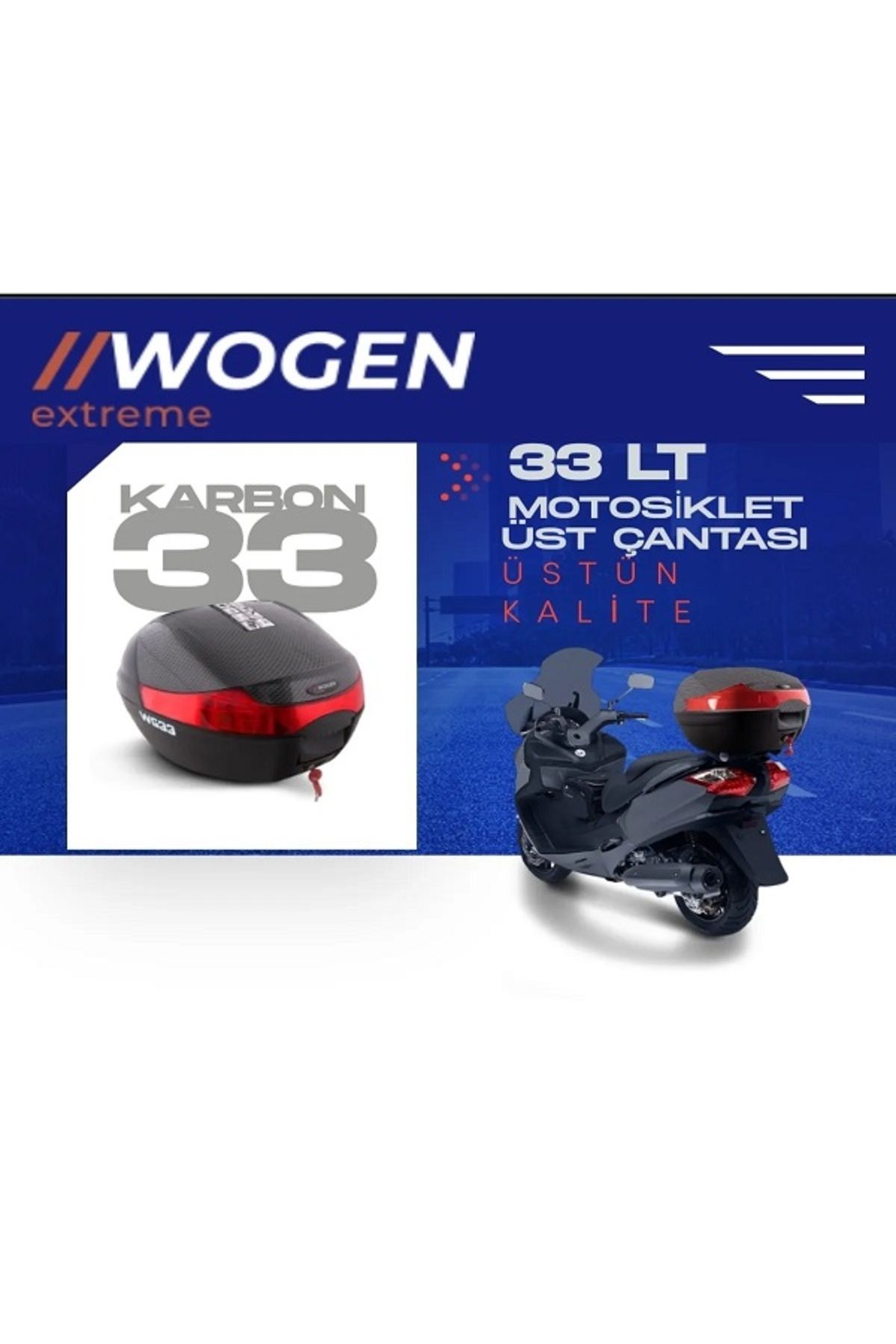 WOGEN BERMOT WOGEN KUBA ROCCA 100 MOTOSİKLET ARKA ÇANTA 33 LİTRE KARBON SİYAH