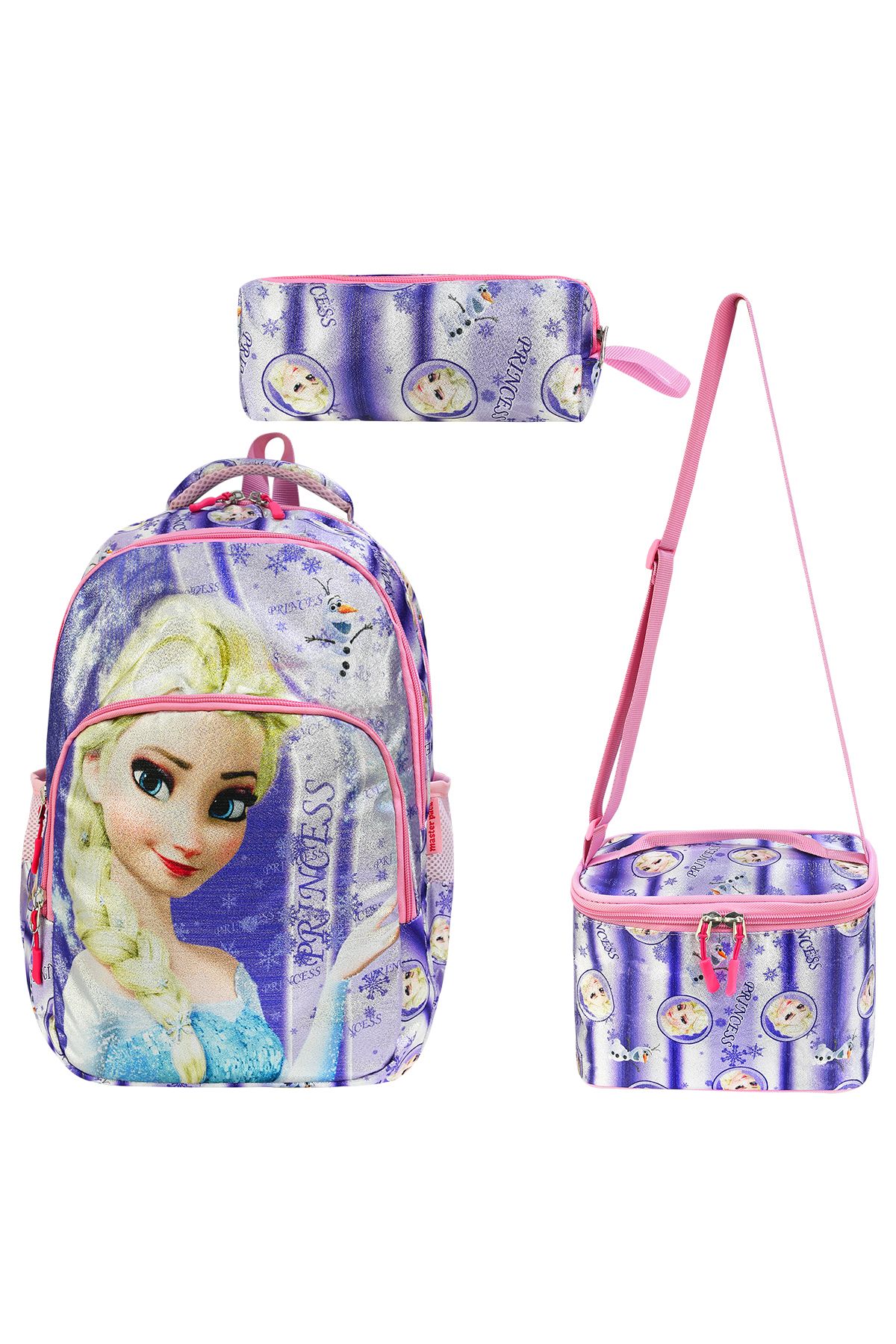 great bags Ortopedik Sırt Destekli Mor Renk Lüks İlk okul Sırt Çantası Beslenme Ve Kalemlikli İlkokul Çantası