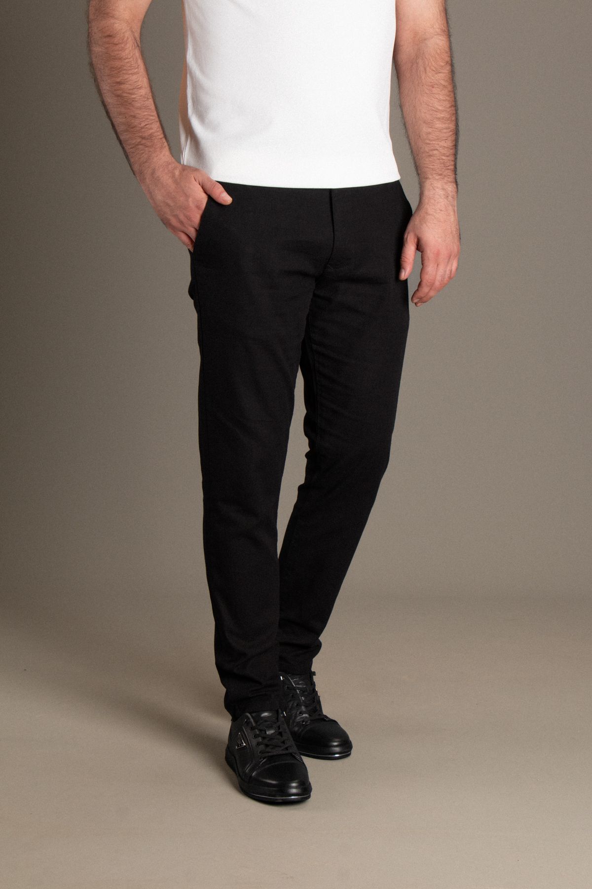 JR9 ERKEK SİYAH KETEN PANTOLON