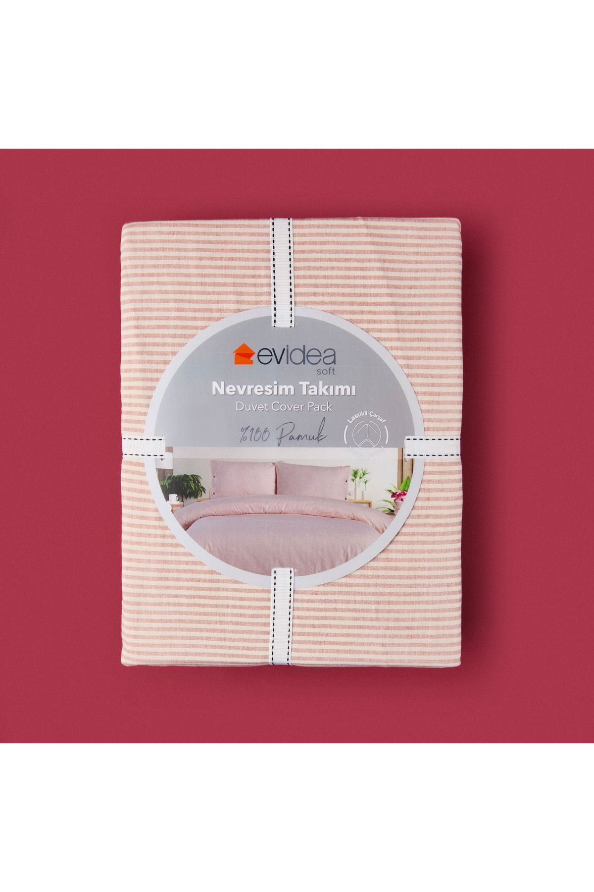 Evidea Soft Stripe Çift Kişilik Nevresim Takımı - Kiremit