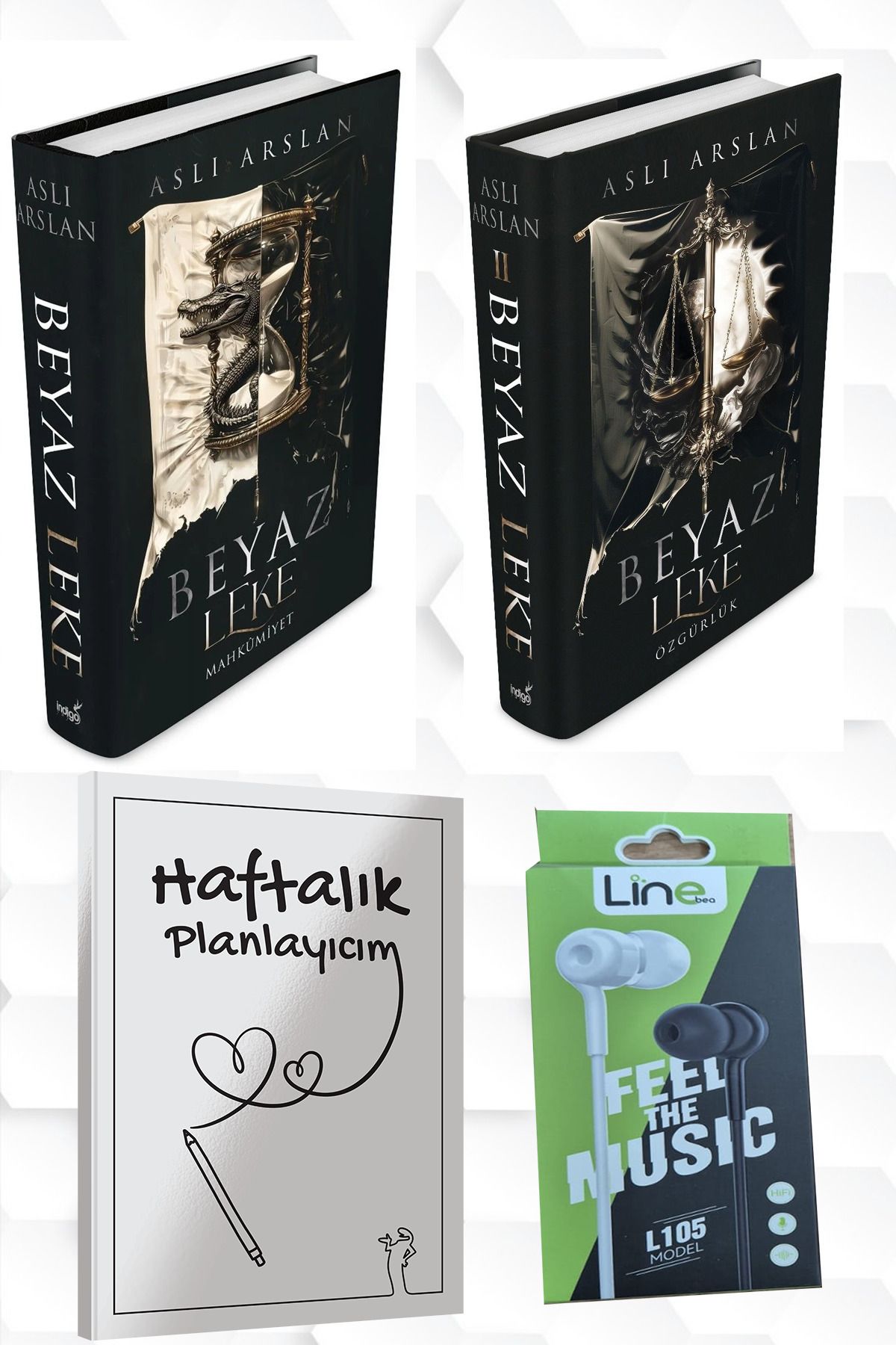 İndigo Kitap ASLI ARSLAN BEYAZ LEKE CİLT 1 VE CİLT 2 +HAFTALIK PLANLAYICIM 52 (HAFTA)KULAKLIK HEDİYE