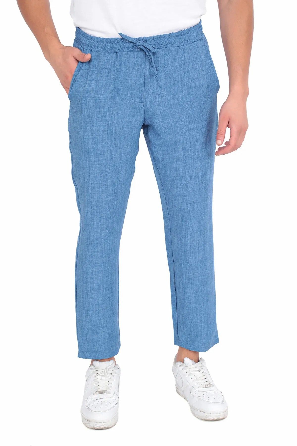 shop Yazlık Beli Lastikli Bağcıklı Salaş Rahat Erkek Yüksek Bel ince Pamuklu Slouchy Pantolon