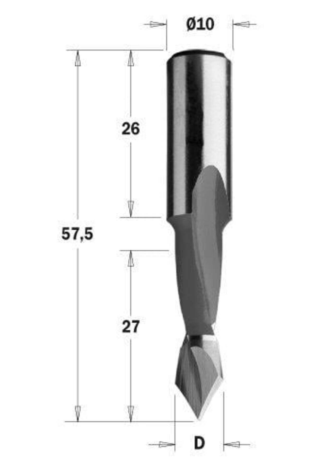 ITA TOOLS 5x27x57,5 SAĞ SİVRİ ( T.DELİK ) MATKAP UCU