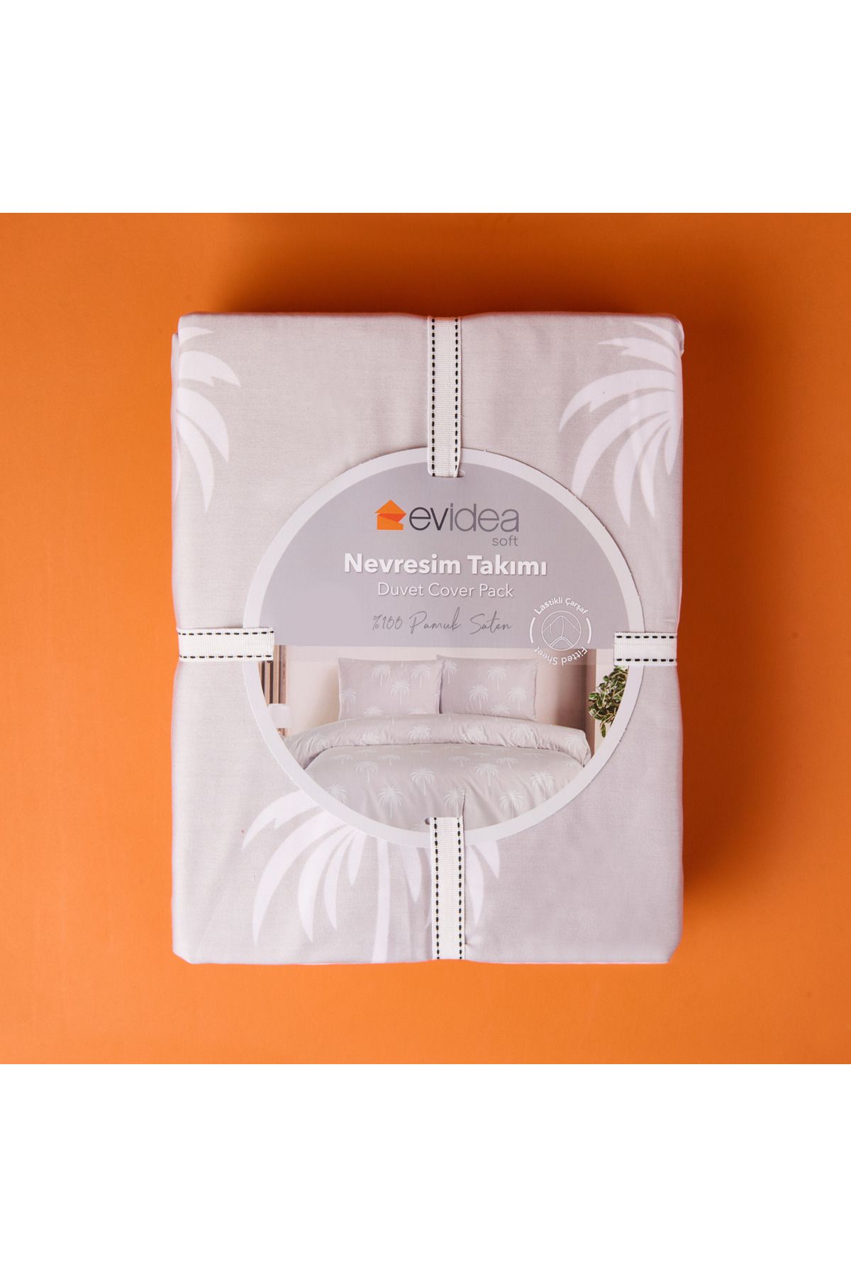 Evidea Soft Palmia Çift Kişilik Nevresim Takımı - Bej
