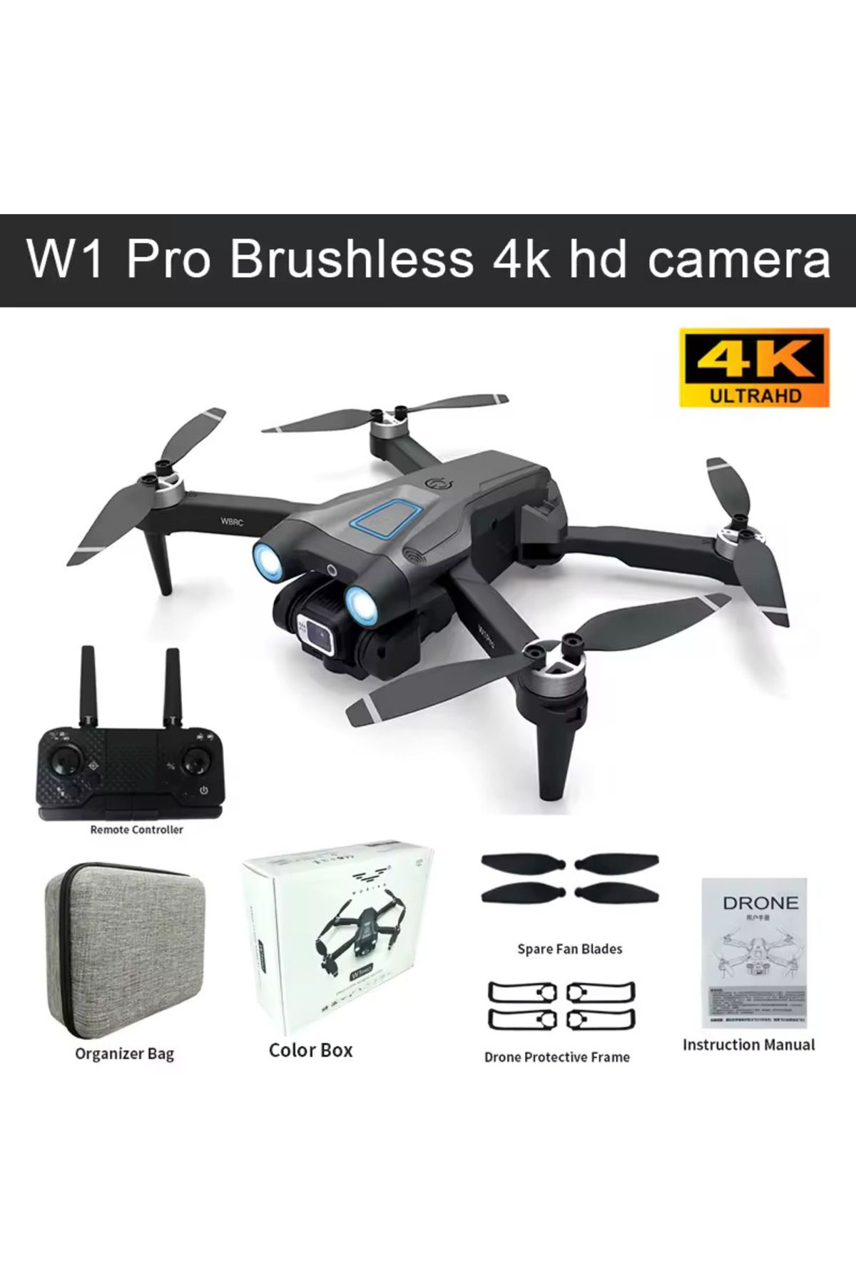 SophosTech W1 Pro 4K HD Kamera Drone – Katlanabilir, Fırçasız Motor, WiFi, Engel Kaçınma, Optik Konumlama