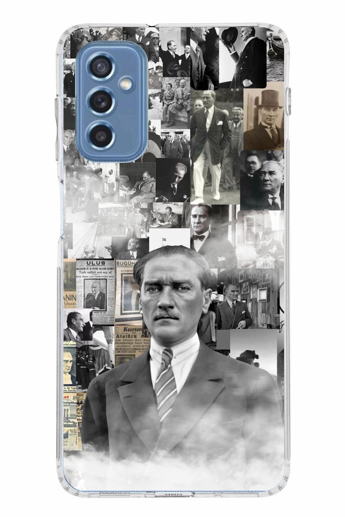 TechTree Samsung Galaxy M52 Uyumlu Mustafa Kemal Atatürk Kolaj Şeffaf Silikon Kılıf