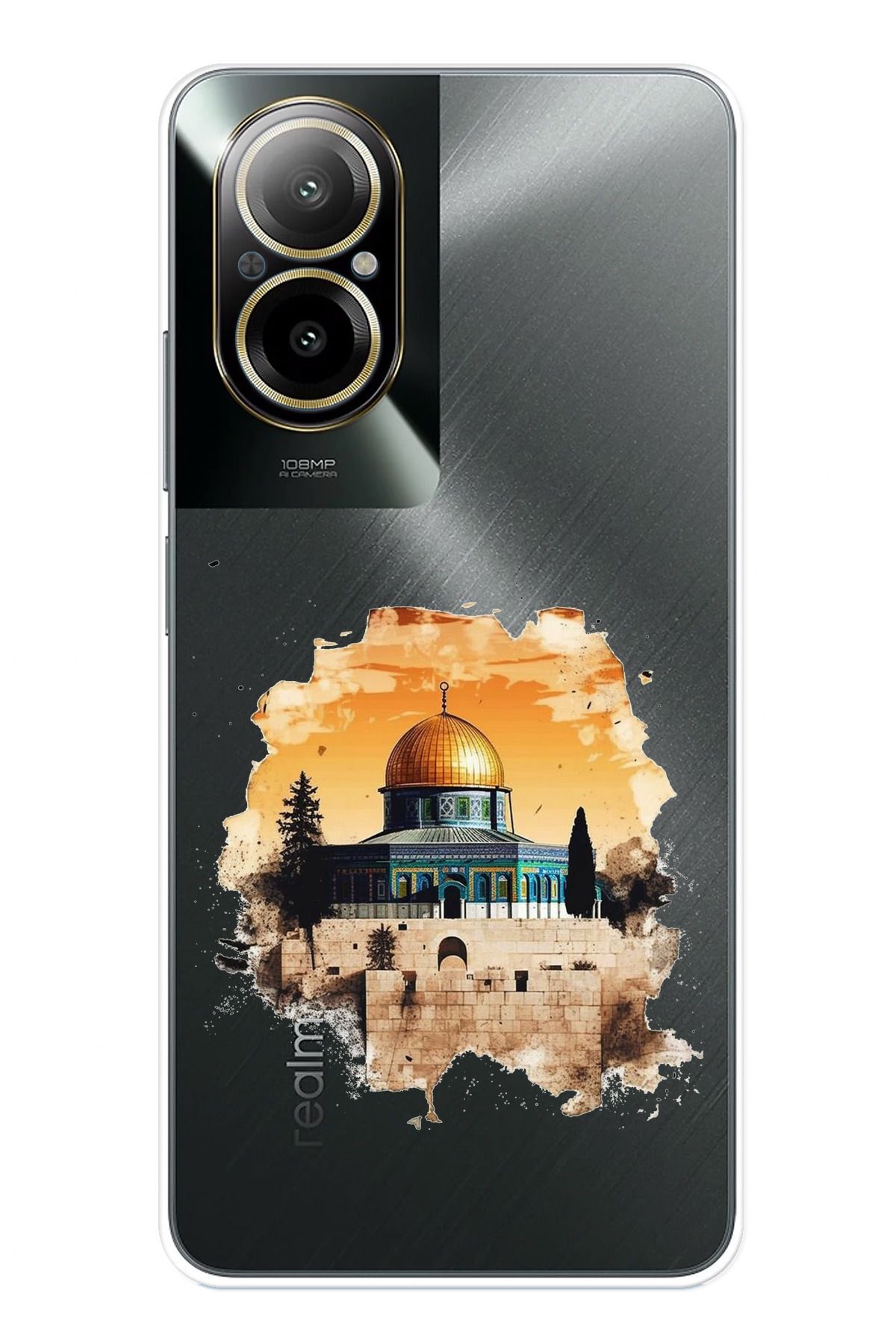 TechTree Realme 12 Lite Uyumlu Mescid-i Aksa Tasarımlı Şeffaf Silikon Kılıf