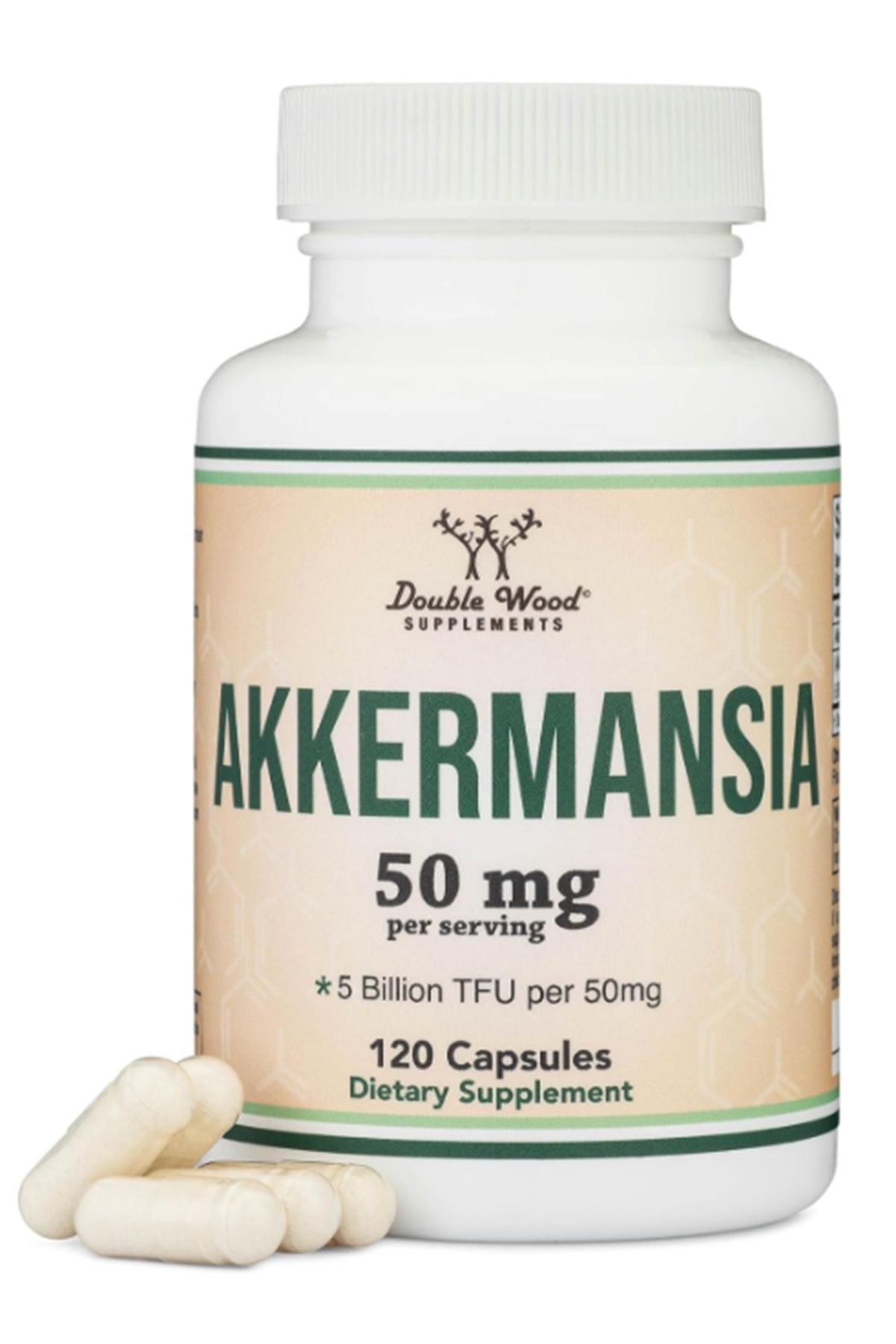 DOUBLE WOOD Akkermansia Probiotic And Postbiotic (INCREASES GLP-1 PRODUCTİON) 120 Capsules, 50mg Pe