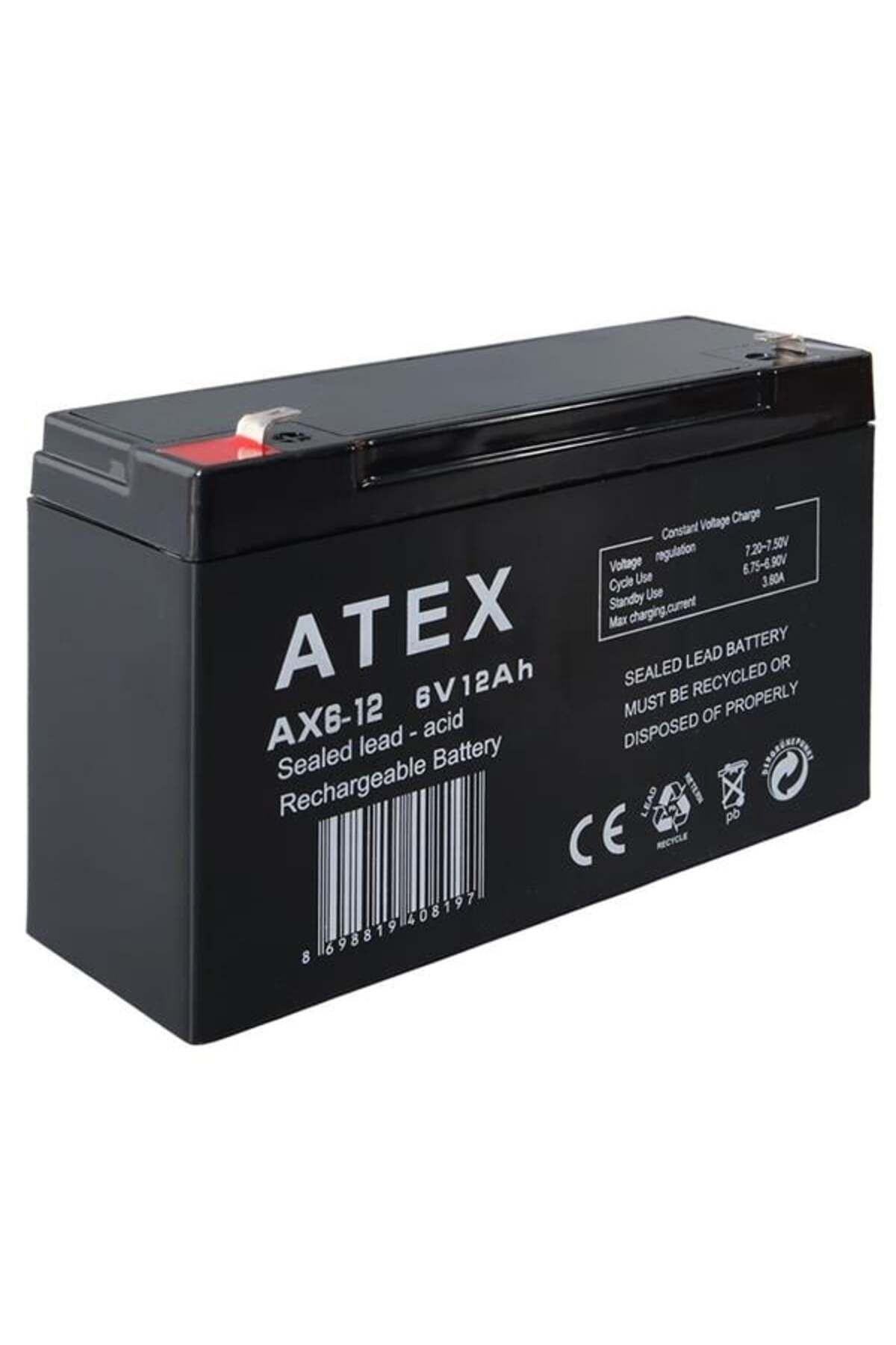 robotrend Atex Ax6-12 6 Volt - 12 Amper Kuru Akülü Oyuncak Araba Aküsü Bakımsız (150 X 50 X 94 MM)