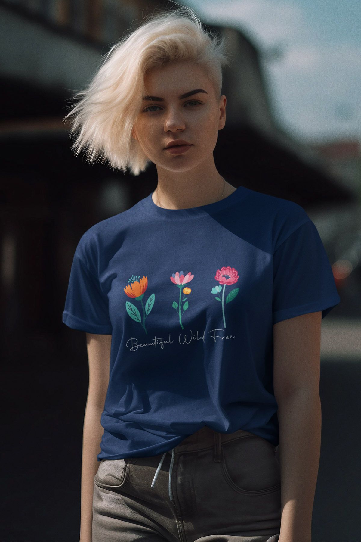 qoeuyl boutique Beatıful Wild Free Çiçek Baskılı Unisex T-Shirt