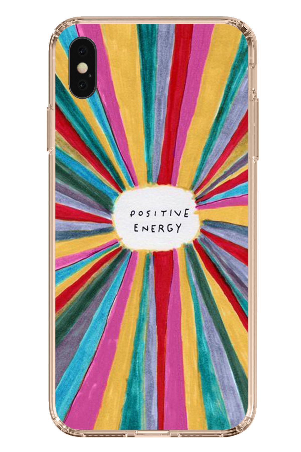 TechTree iPhone XS MAX Uyumlu Positive Energy Tasarımlı Şeffaf Silikon Kılıf