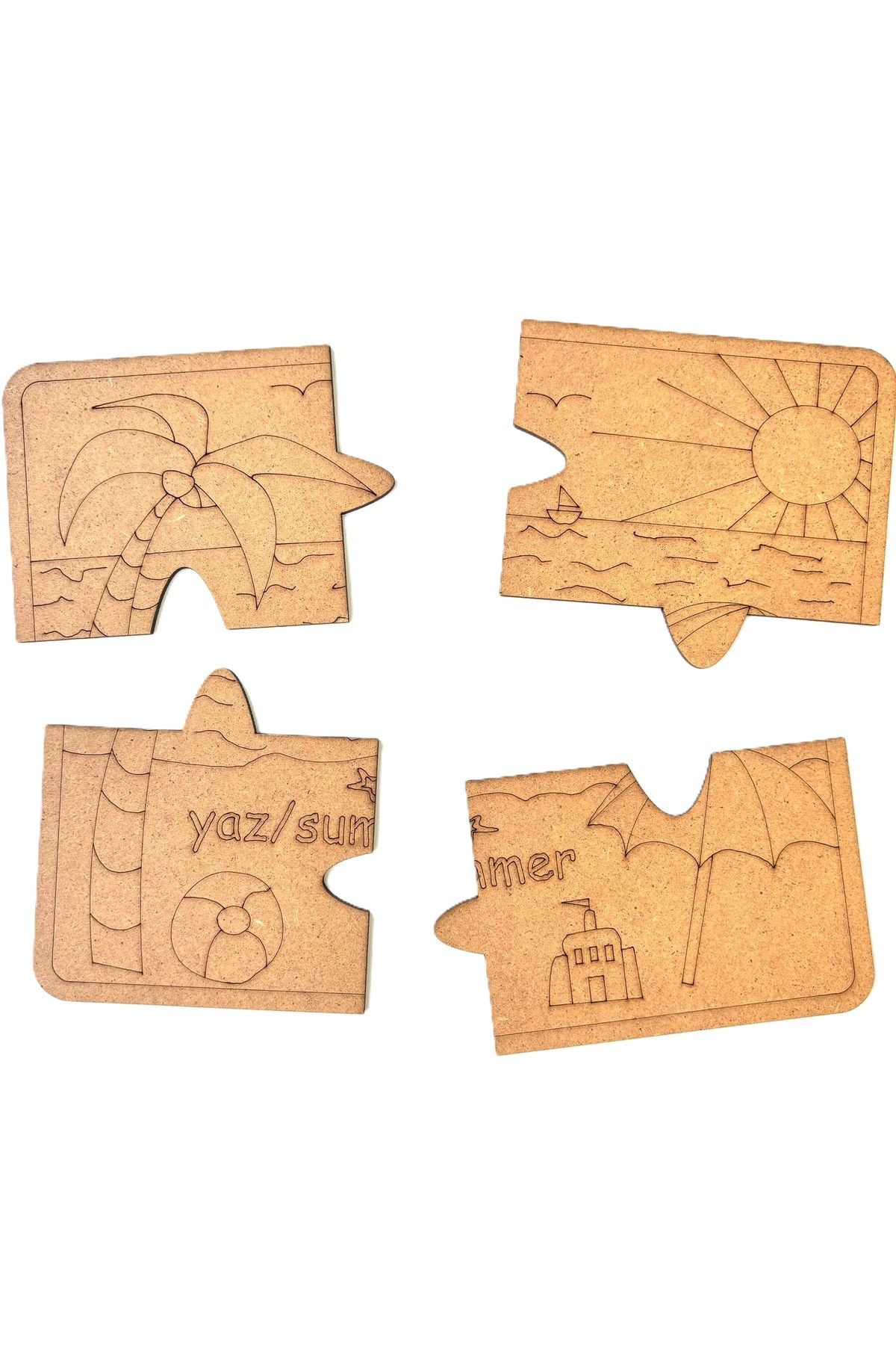 M&T WORKSHOP 20'lİ Set Yaz Mevsimi Puzzle Ahşap Boyama (BOYASIZ+FIRÇASIZ)