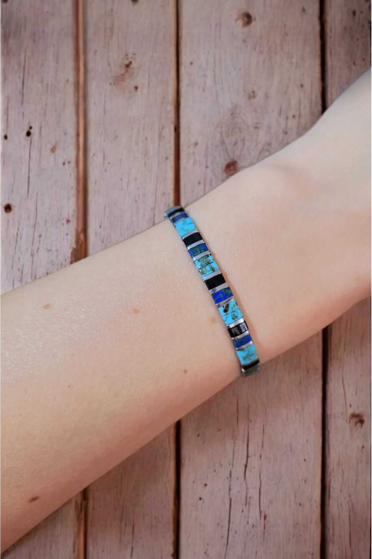 Atölye Olcay Eser Unisex Hematit Doğal Taş Gümüş Miyuki Tila Bileklik