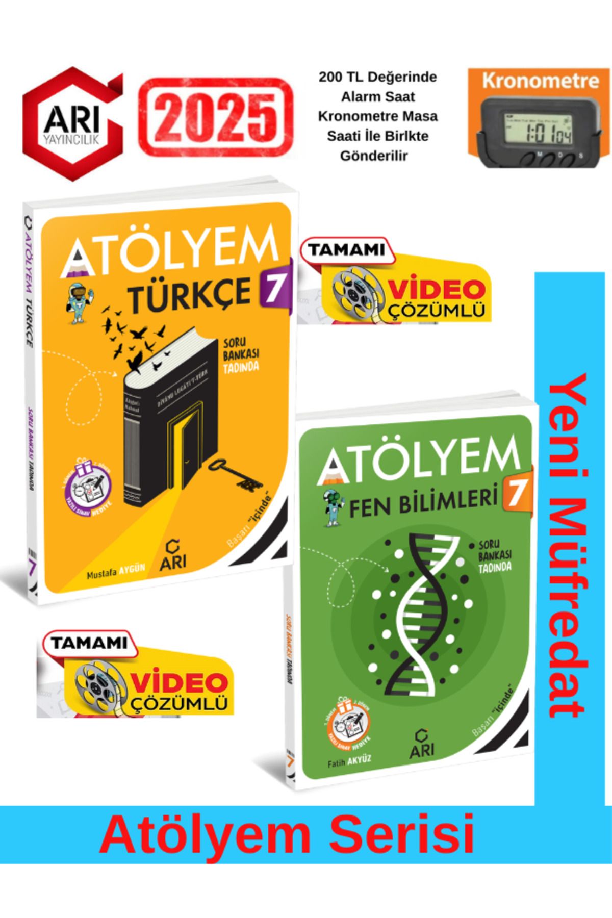 Arı Yayıncılık 7.Sınıf Türkçe-Fen %100 Yeni Müfredat Video Çözümlü Soru Bankası+Kronometre