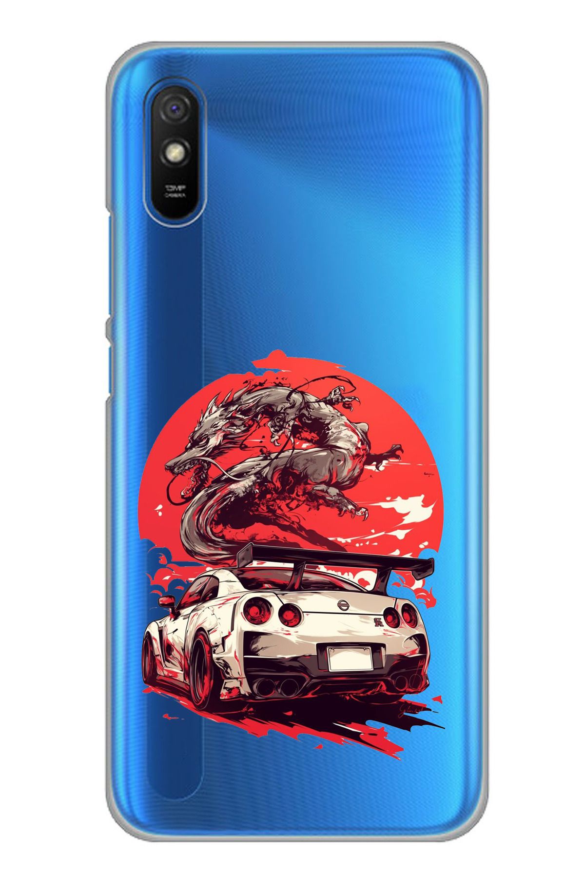 TechTree Redmi 9A Uyumlu GTR Ejderha Tasarımlı Şeffaf Silikon Kılıf