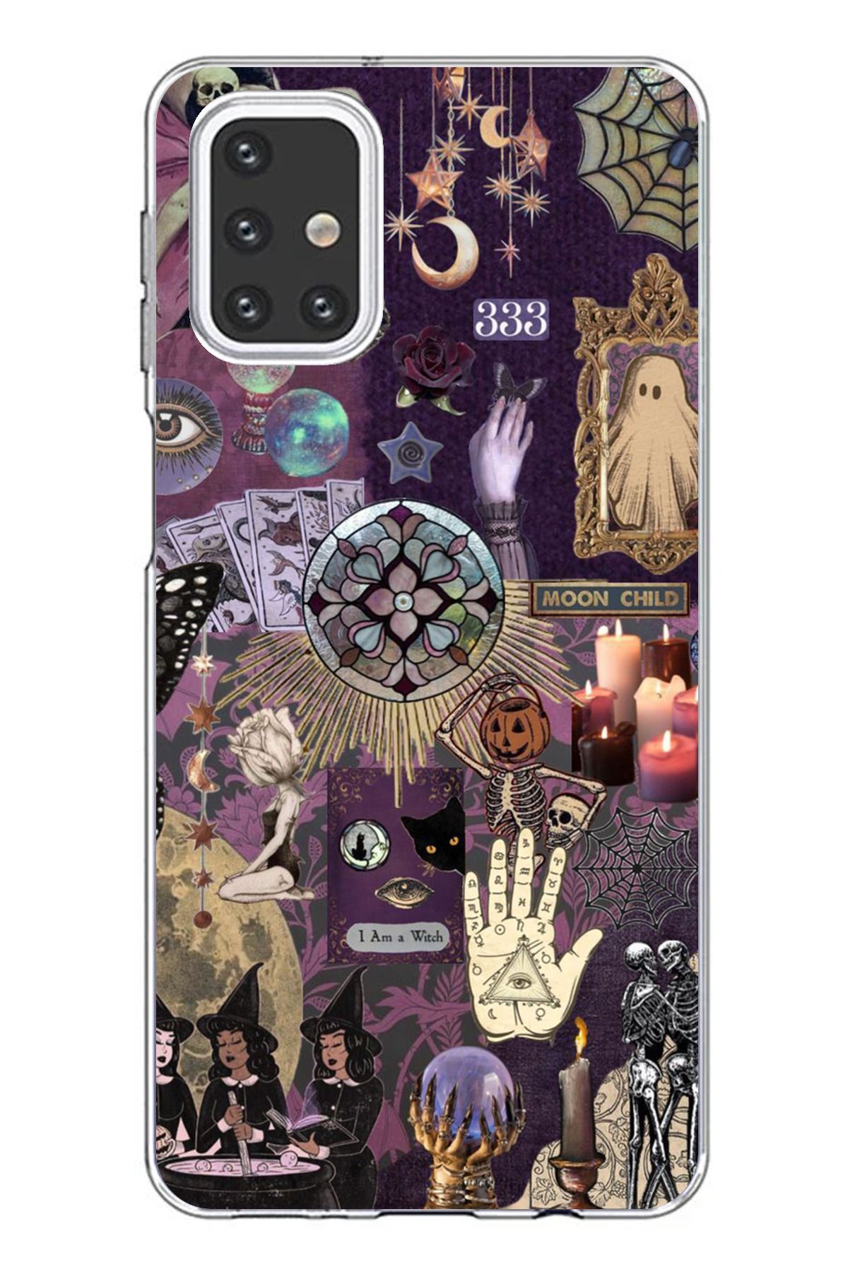 TechTree Samsung Galaxy M31S Uyumlu Hallowen Cadılar Astroloji Şeffaf Silikon Kılıf