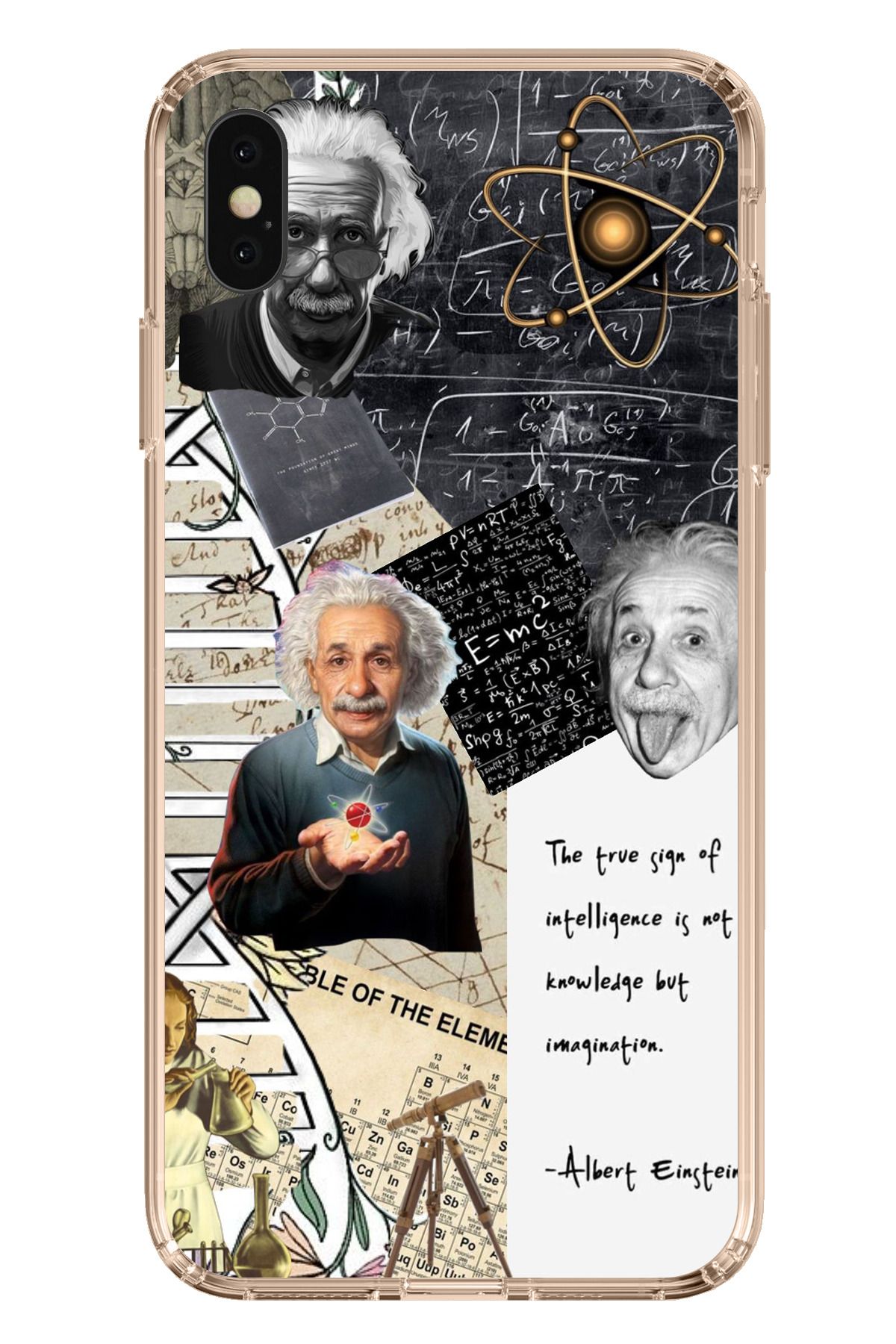 TechTree iPhone XS MAX Uyumlu Albert Einstein Şeffaf Silikon Kılıf