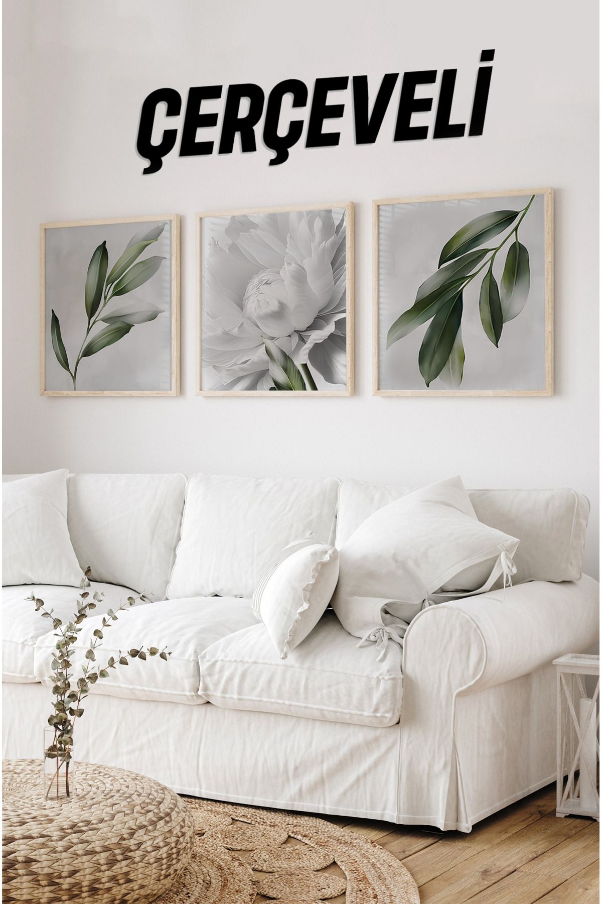 kutuTR Ahşap Çerçeveli Mdf Kare Tablo Seti Salon Ve Oturma Odası Için KR4005