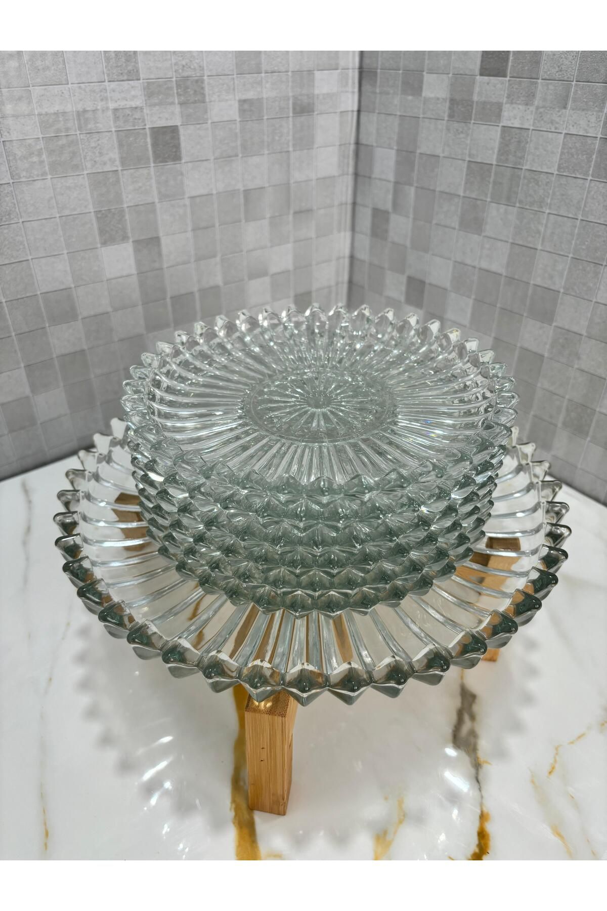 KRD Home 7 Parça Kristal Cam Pasta Servis Seti